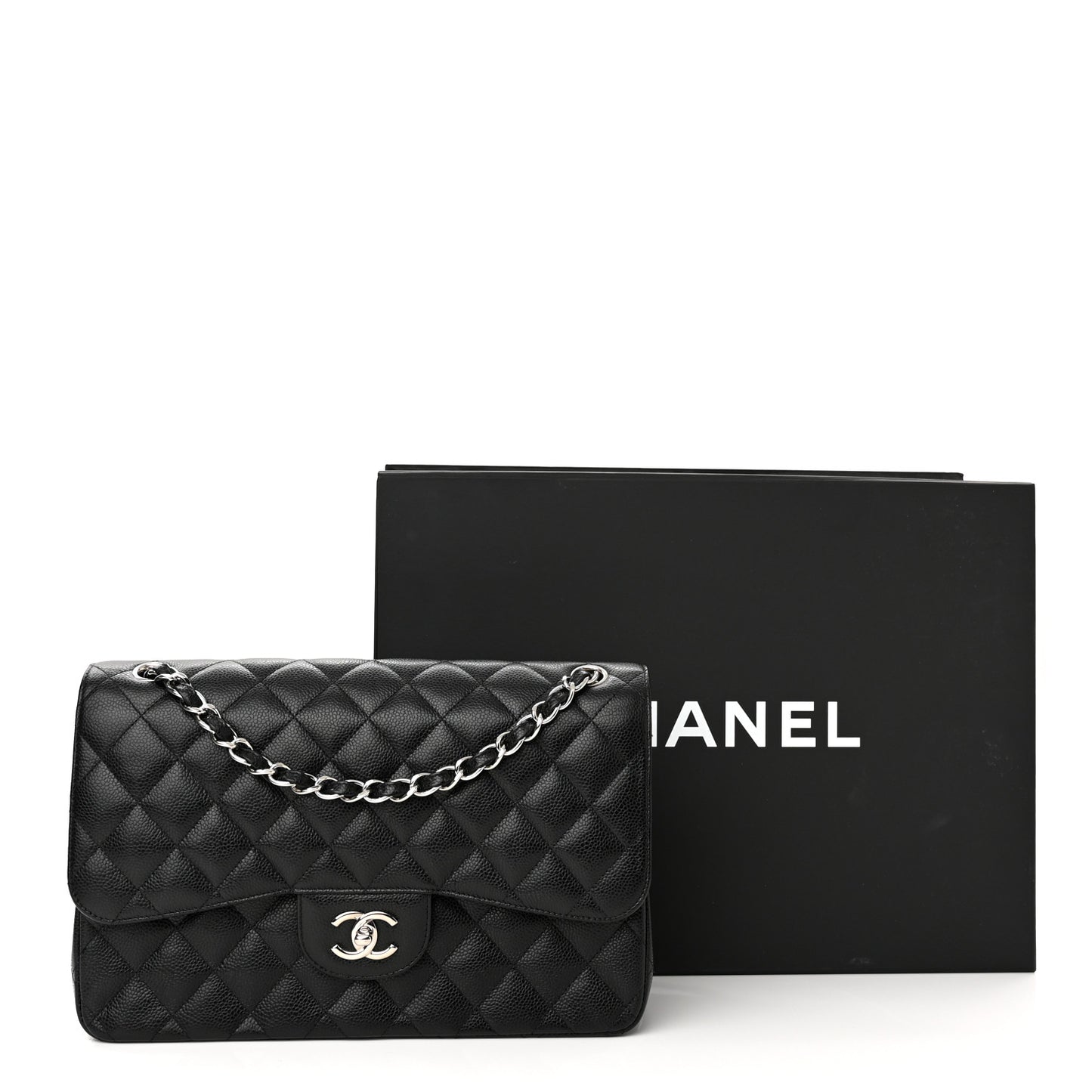 Caviar Quilted Jumbo Double Flap Black
