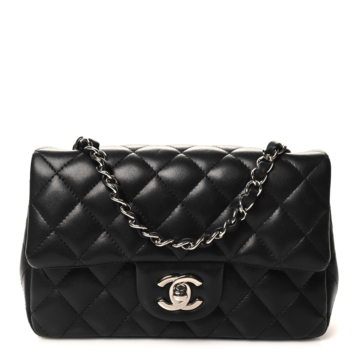 Lambskin Quilted Mini Rectangular Flap Black