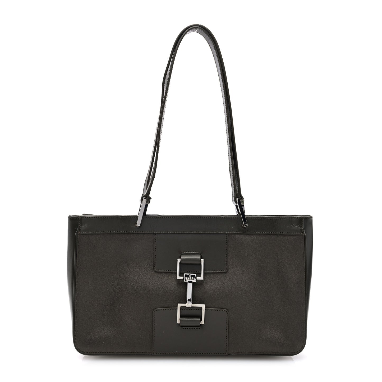 Satin Calsfkin Bardot Shoulder Bag Grey