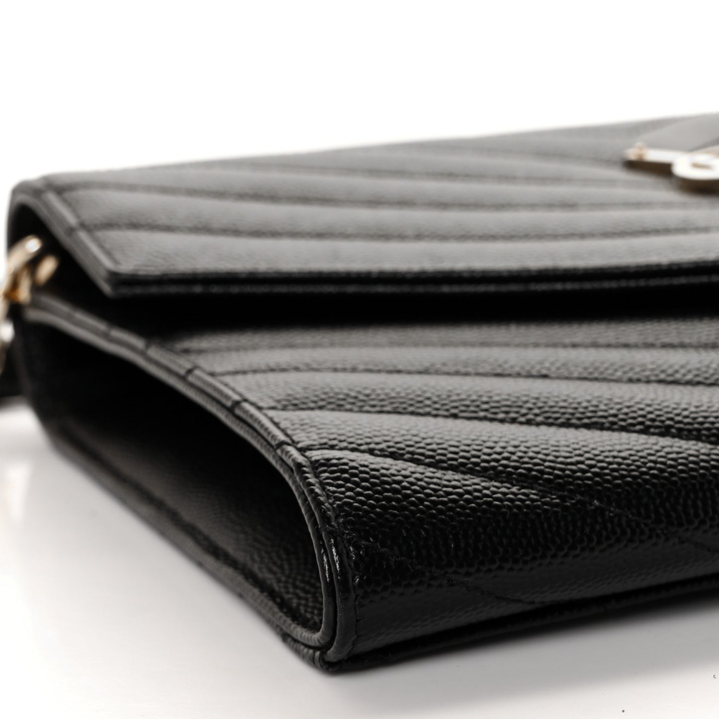 Grain De Poudre Matelasse Chevron Monogram Envelope Clutch Black