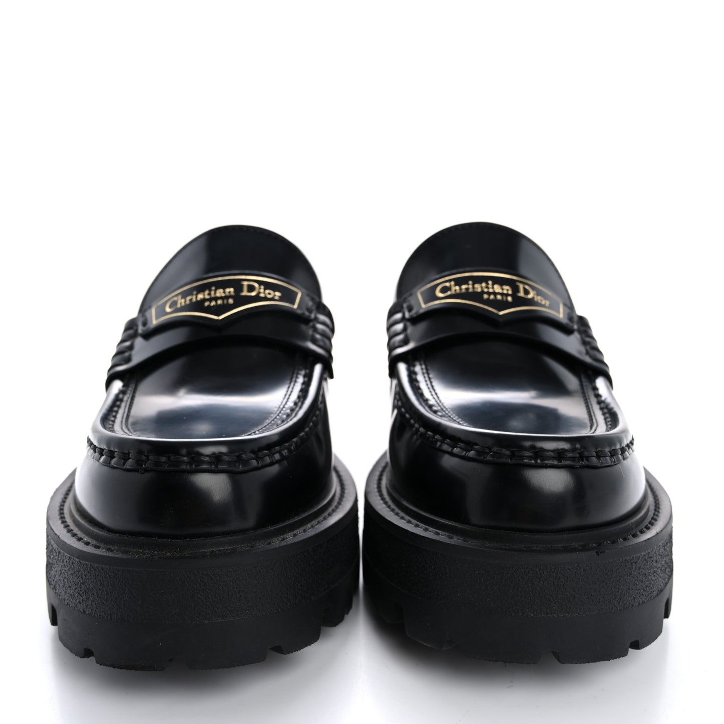 Brushed Calfskin Boy Platform Loafers 36 Black