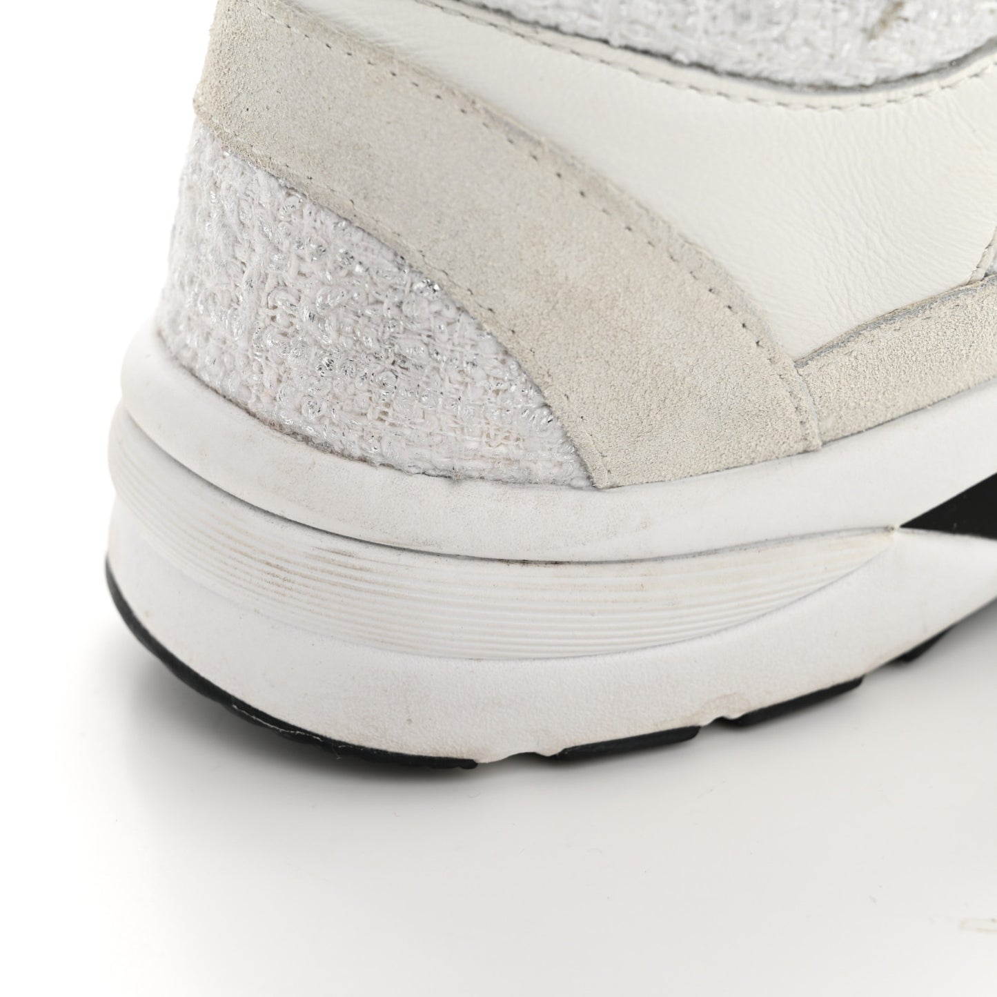Painted Iridescent Cotton Tweed Suede Calfskin Womens CC Sneakers 39.5 White Silver Multicolor