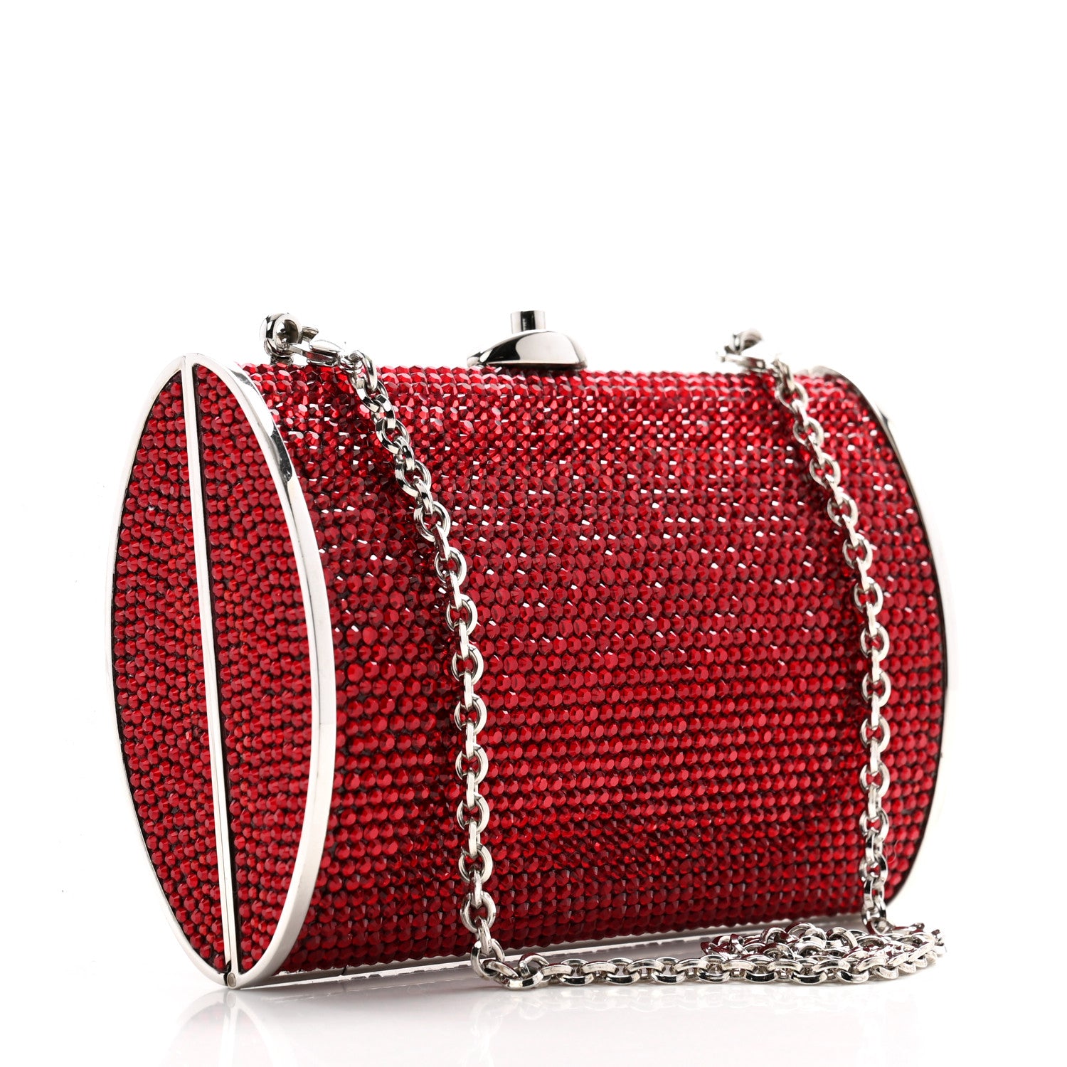 Judith Leiber Swarovski Crystal Minaudiere Clutch Red 3 of 13