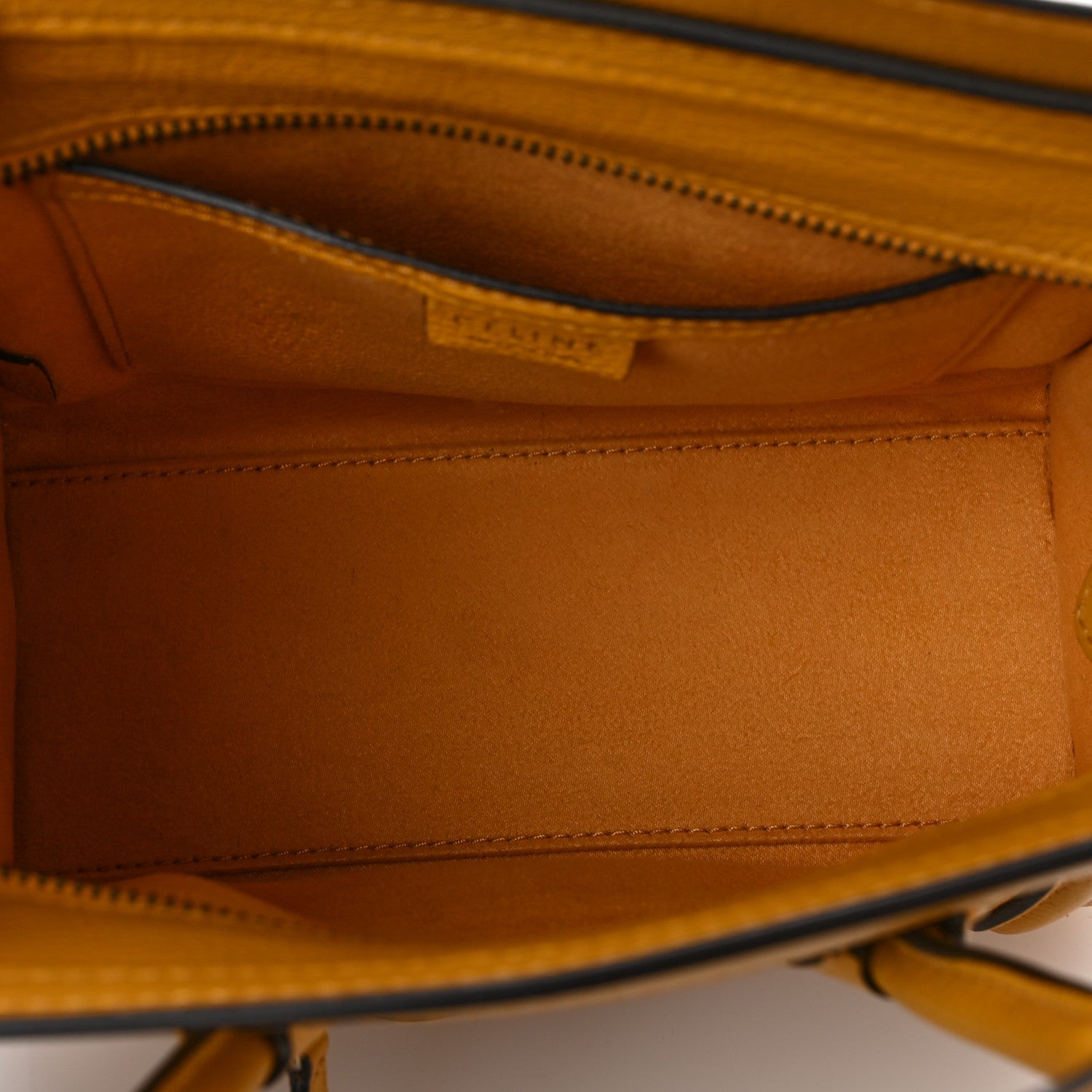 Celine Drummed Calfskin Nano Luggage Ocre 5 of 9