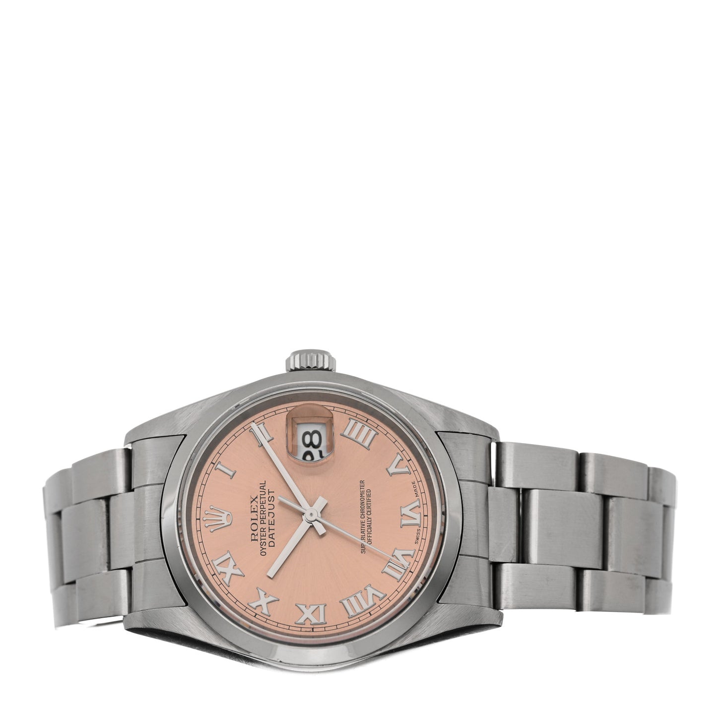 Stainless Steel 36mm Oyster Perpetual Datejust Watch Pink Roman 16200