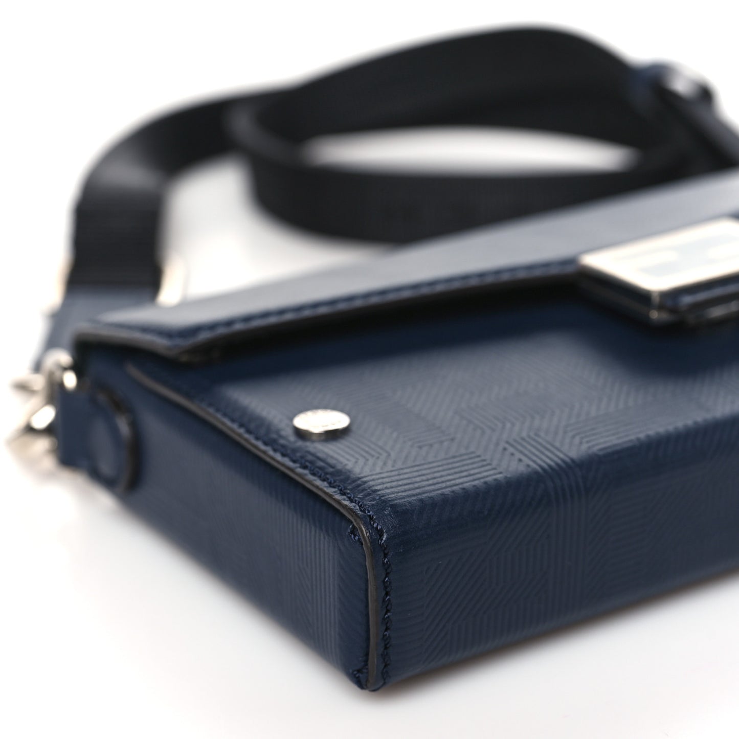 Vitello King FF Lines Embossed Baguette Soft Trunk Phone Pouch Midnight