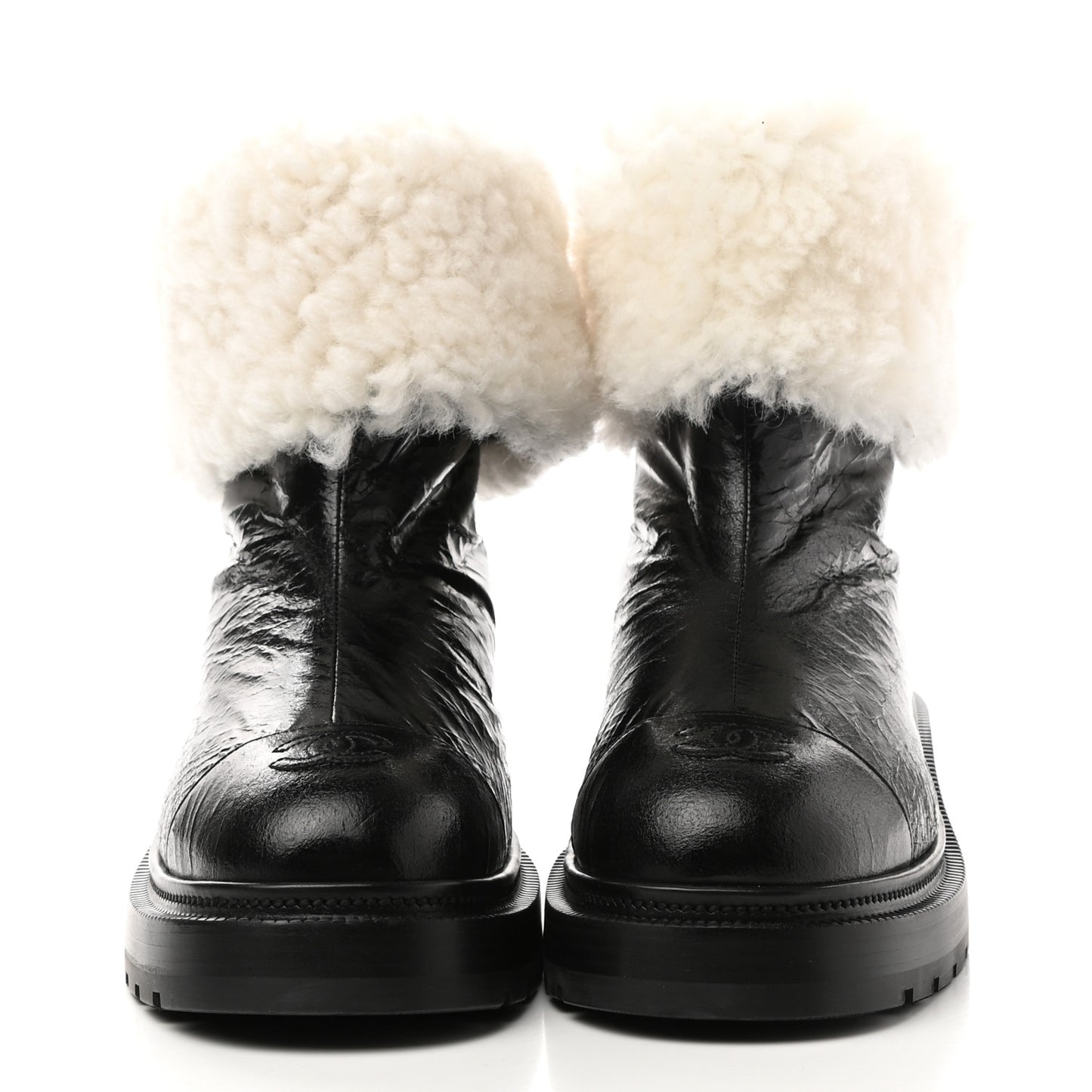 Lambskin Shearling Short Boots 38.5 Black