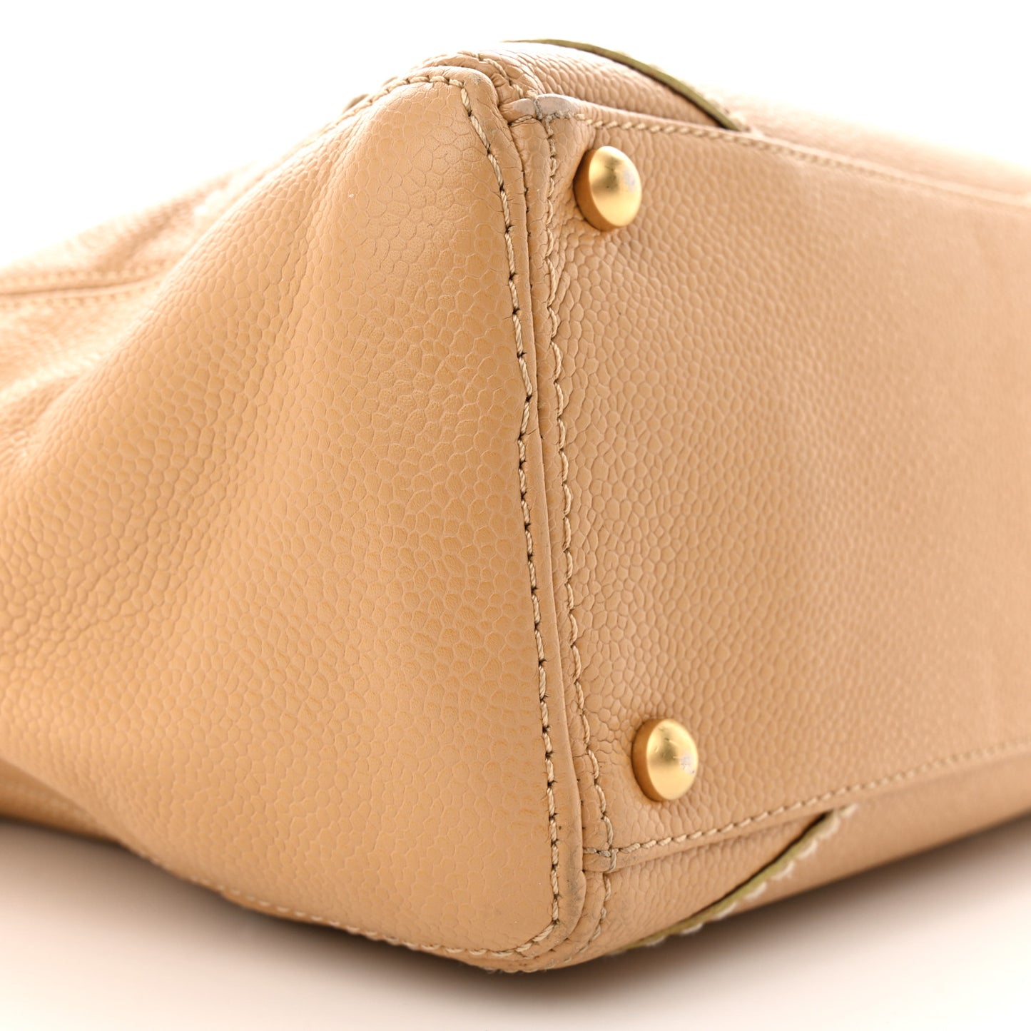Caviar CC Stitched Medium Tote Beige