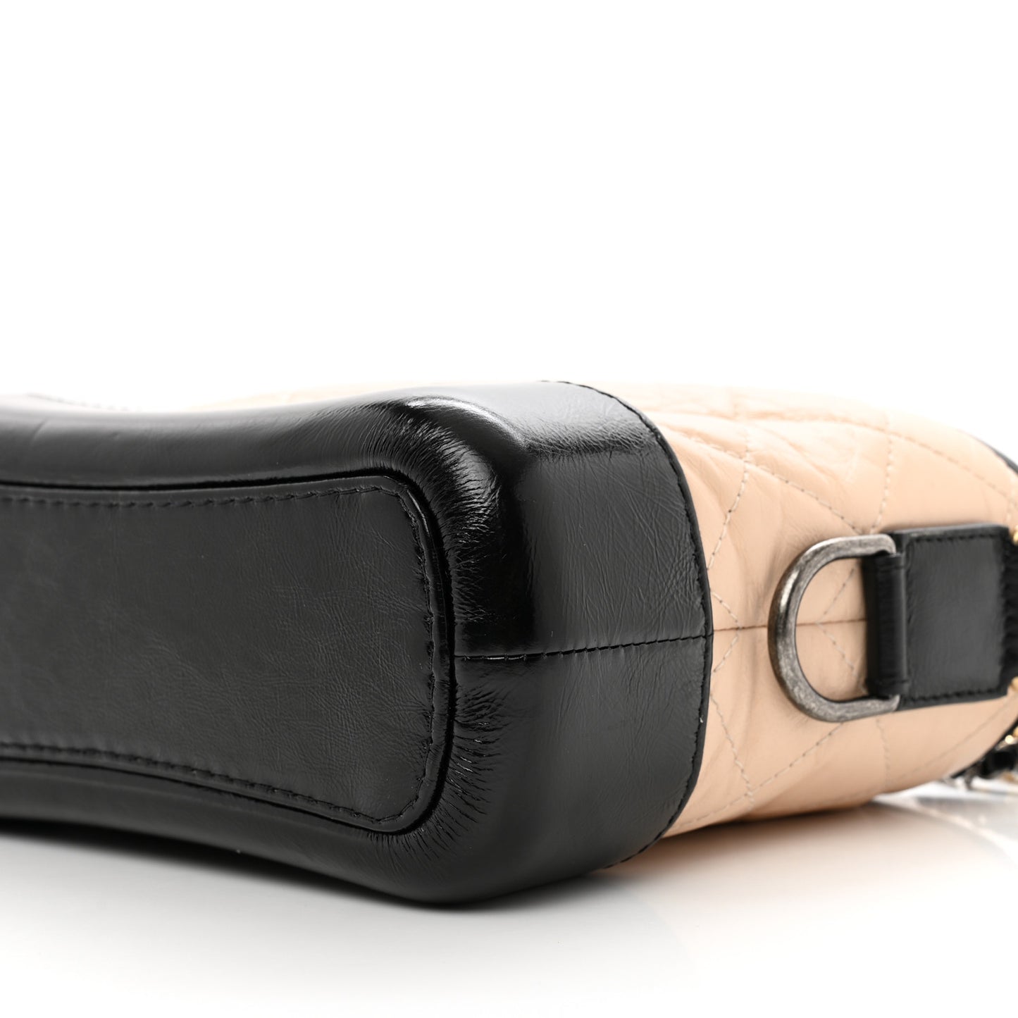 Aged Calfskin Quilted Small Gabrielle Hobo Beige Black