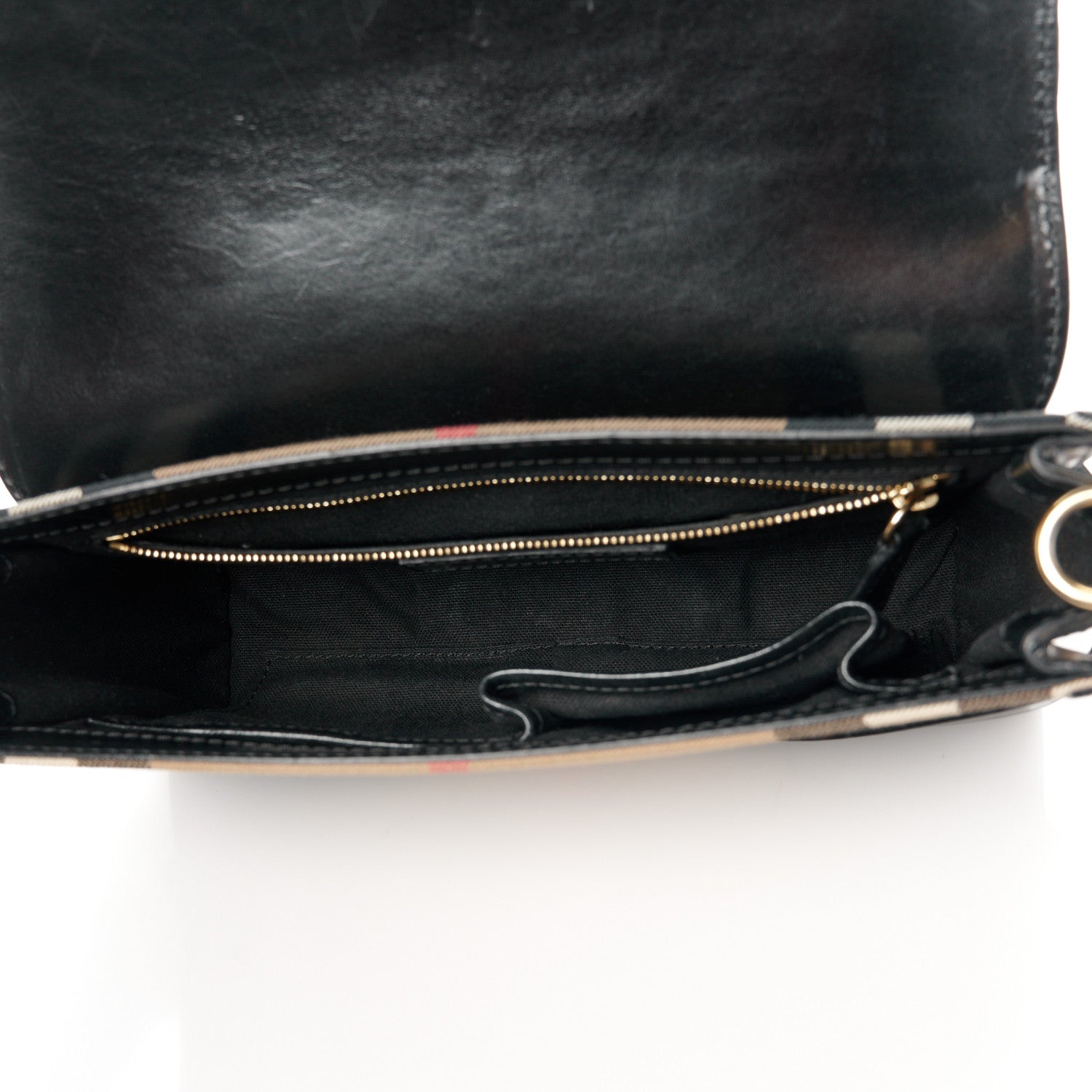 Burberry House Check Bridle Calfskin Small Abbott Crossbody Bag Black 5 of 10