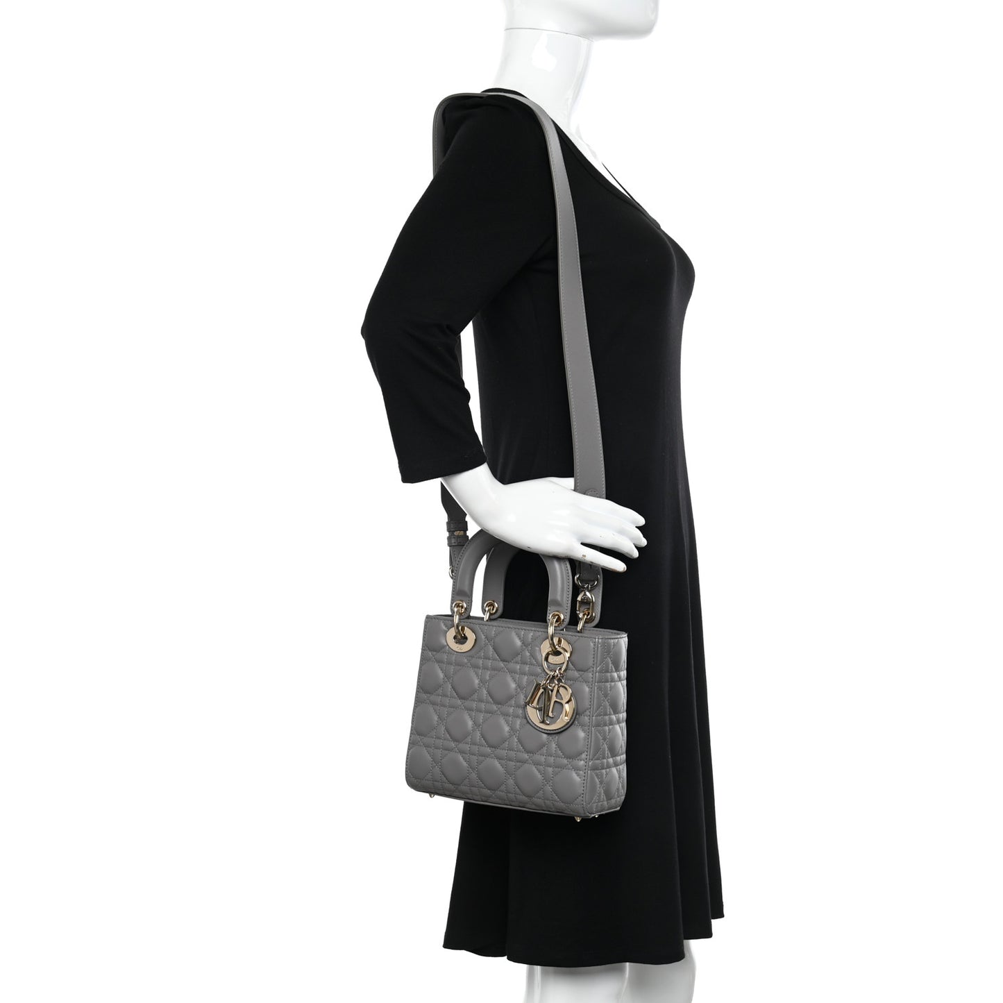 Lambskin Cannage Small My ABCDior Lady Dior Grey