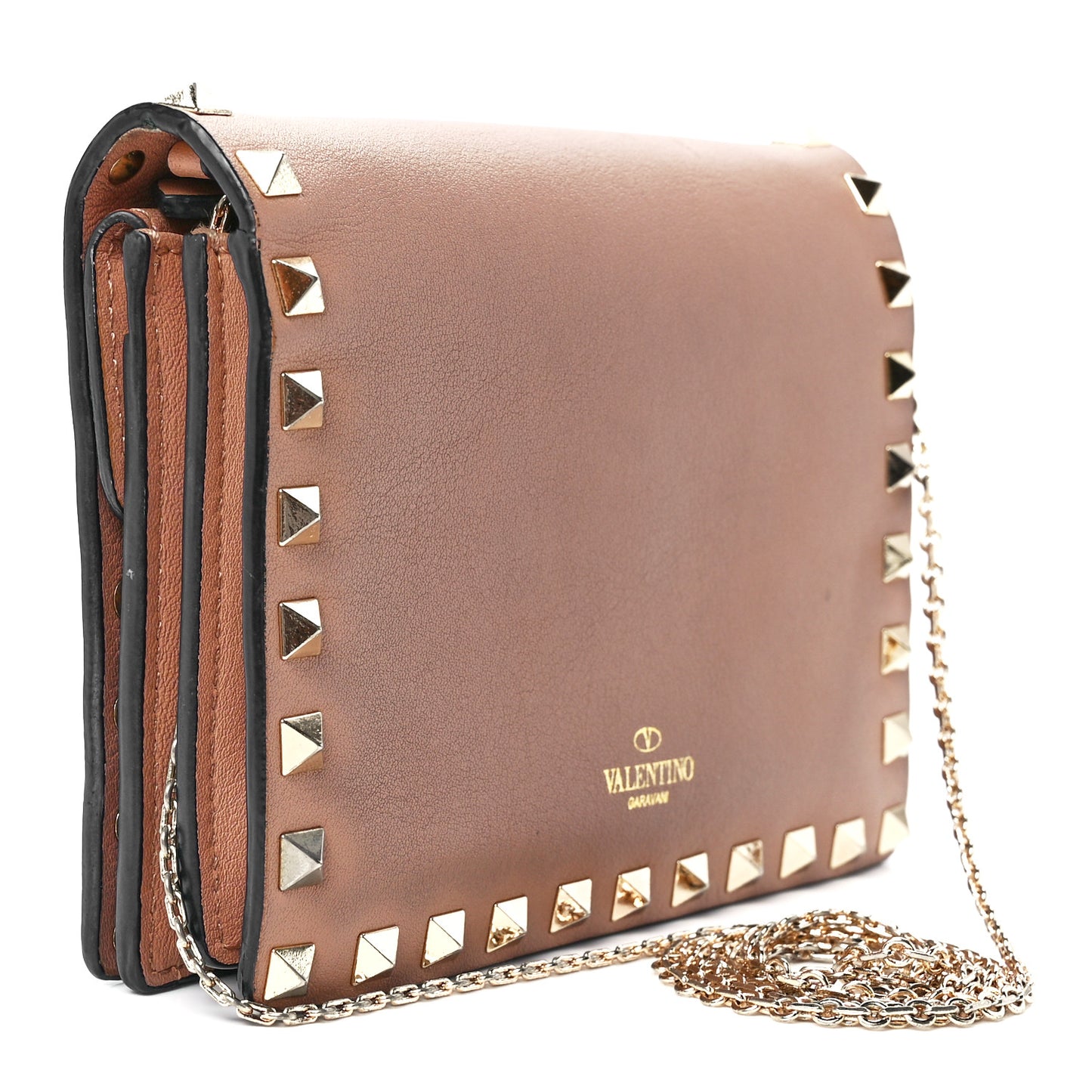 Vitello Rockstud Wallet on Chain Poudre