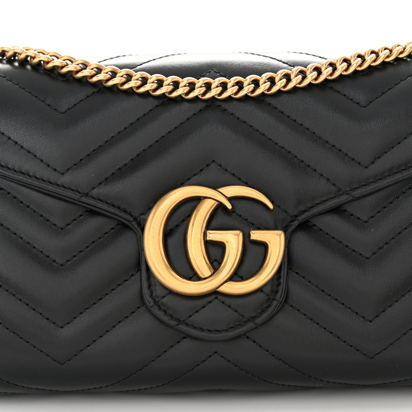 Calfskin Matelasse GG Marmont Chain Wallet Black