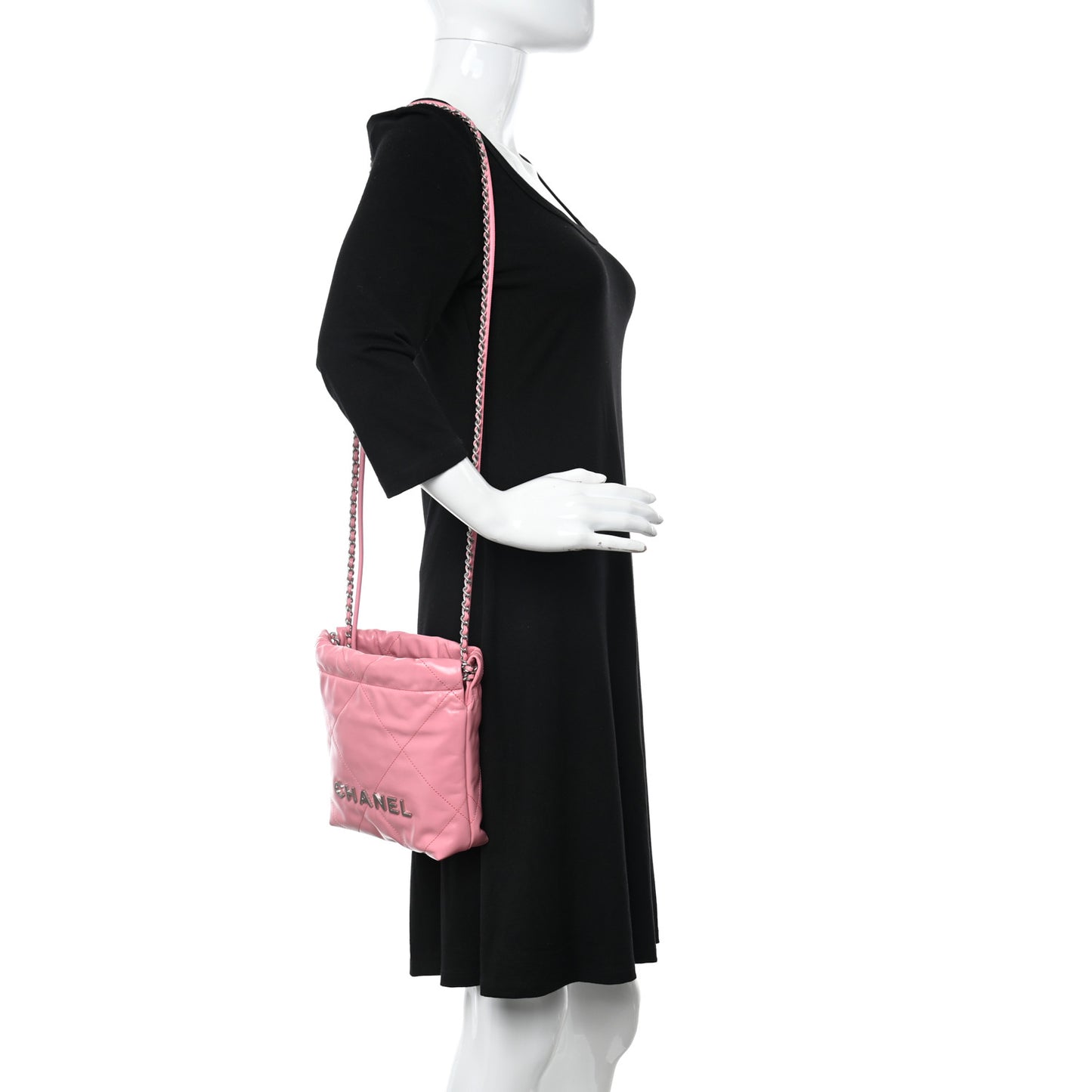 Shiny Calfskin Quilted Mini Chanel 22 Pink