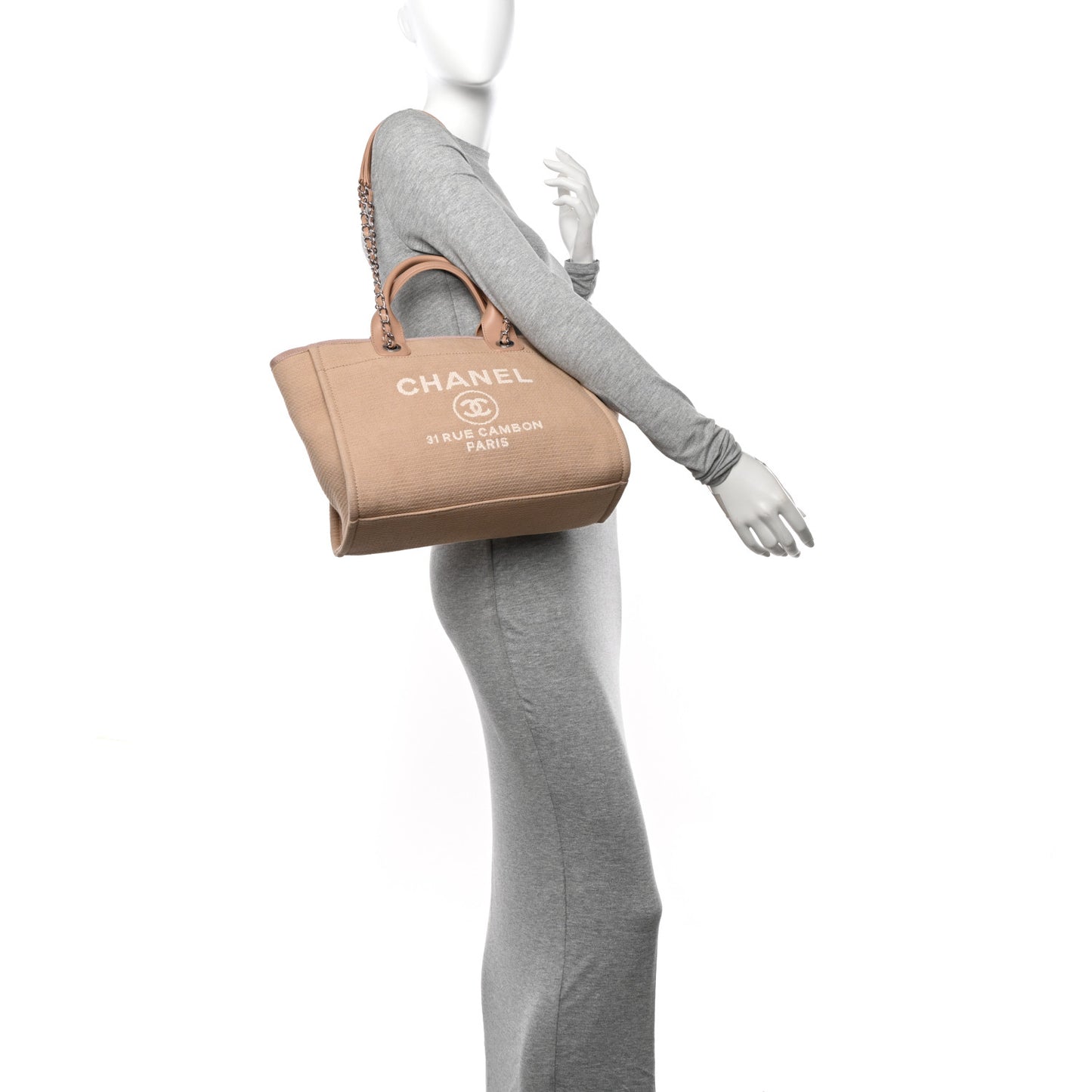 Mixed Fibers Small Deauville Tote Beige