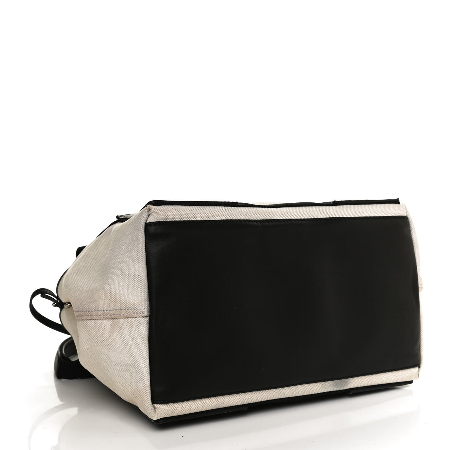 Cotton Canvas Satin Calfskin S Navy Cabas Natural Black