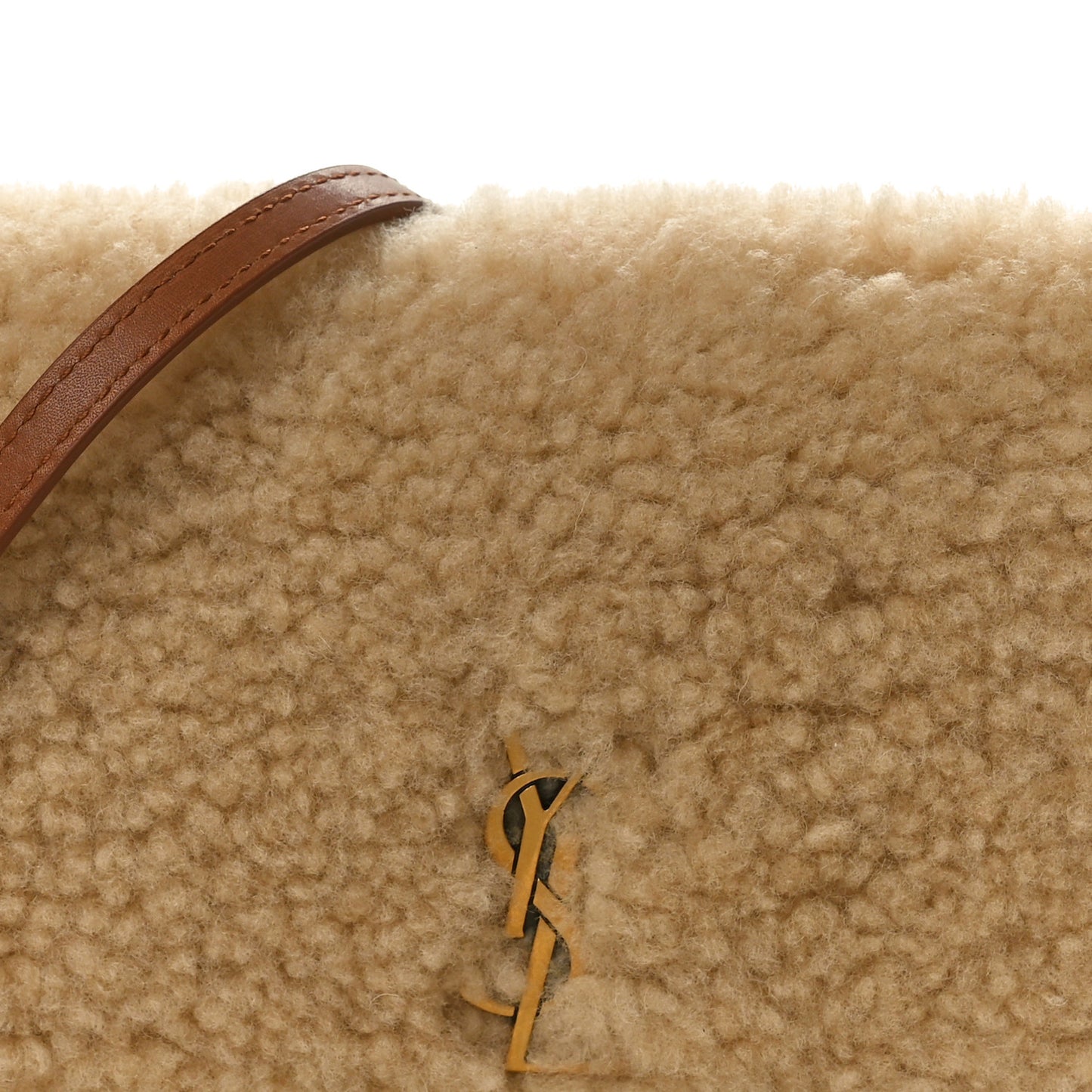 Shearling Monogram Phone Holder Crossbody Brown