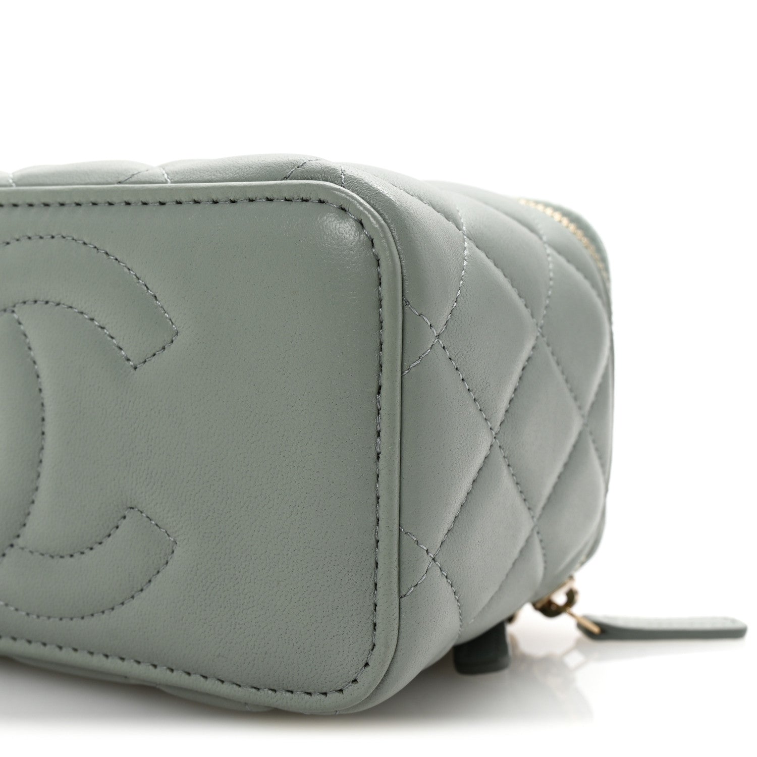 Chanel Lambskin Quilted Small Top Handle Vanity Case With Chain Light Blue 9 of 9