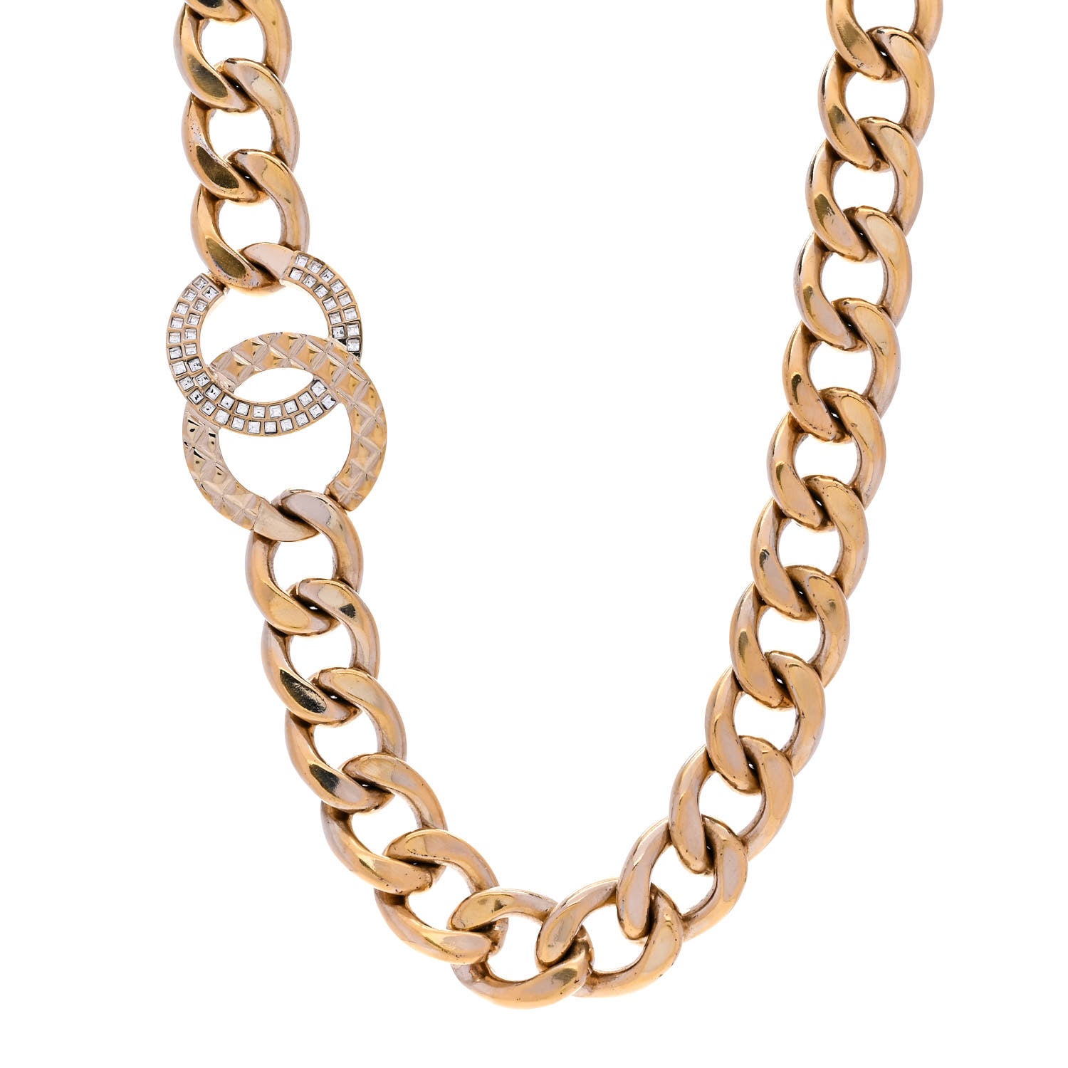 Chanel Baguette Crystal Quilted CC Chain Choker Necklace Gold 1 of 5