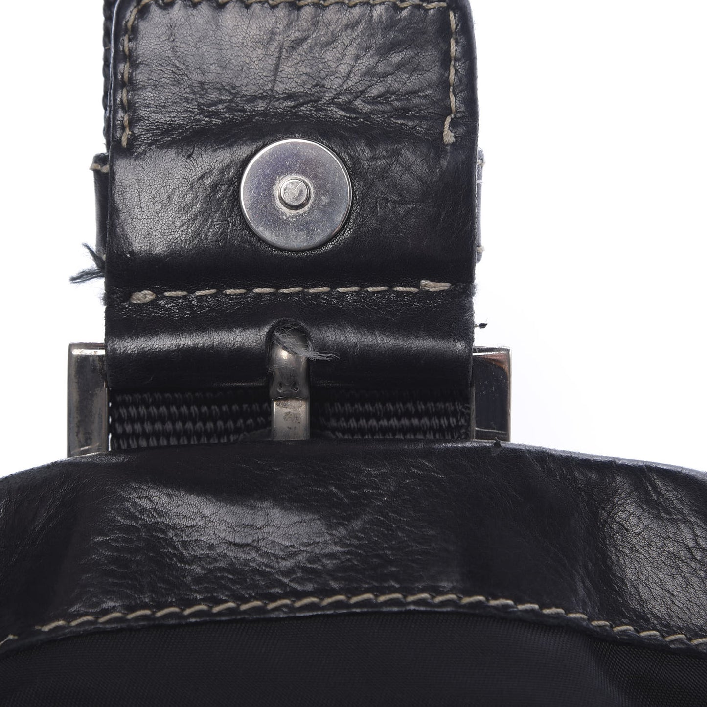 Soft Calfskin Nylon Buckle Shoulder Bag Black