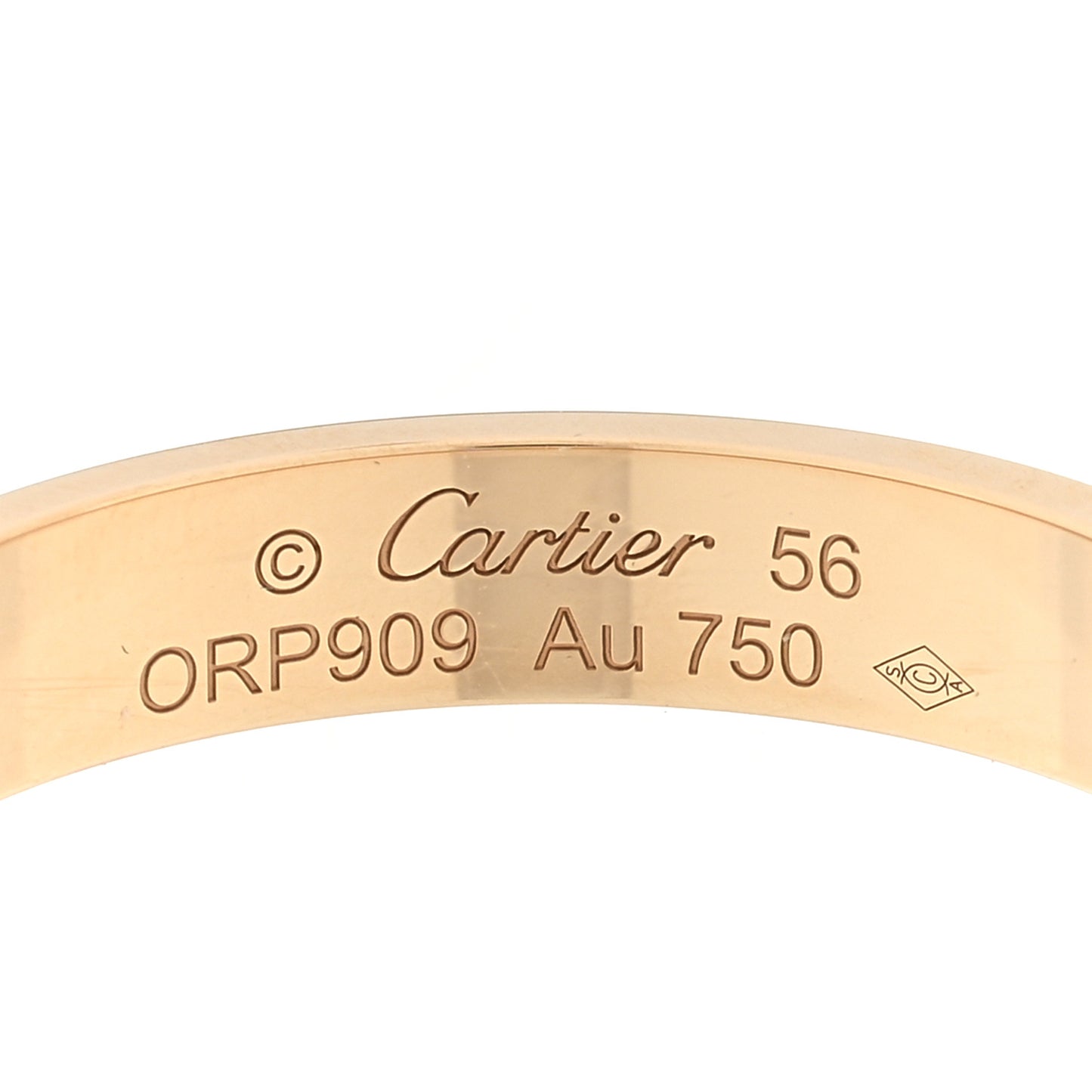 18K Yellow Gold 3.5mm LOVE Wedding Band Ring 56 7.5