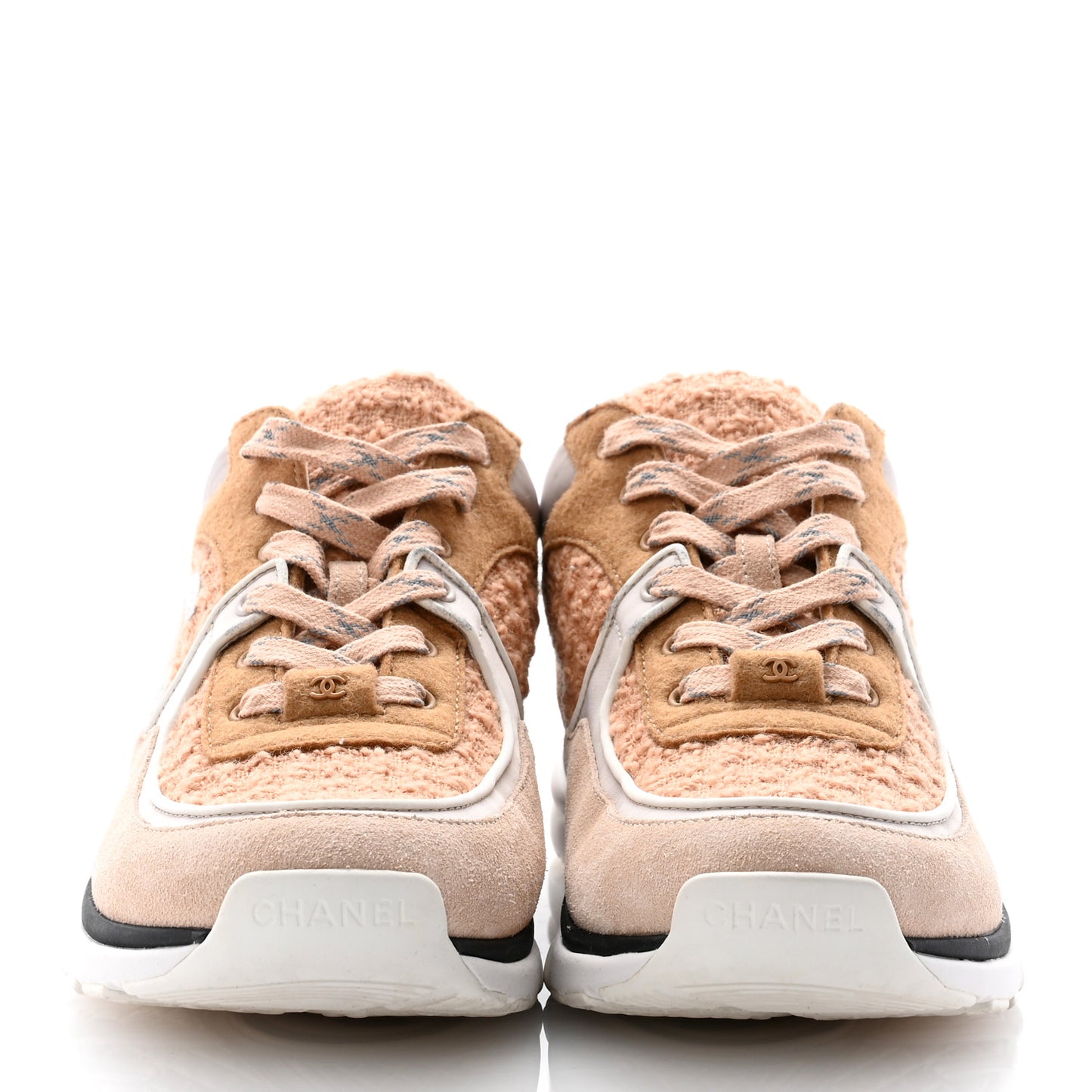 Suede Tweed Felt CC Sneakers 40.5 Beige