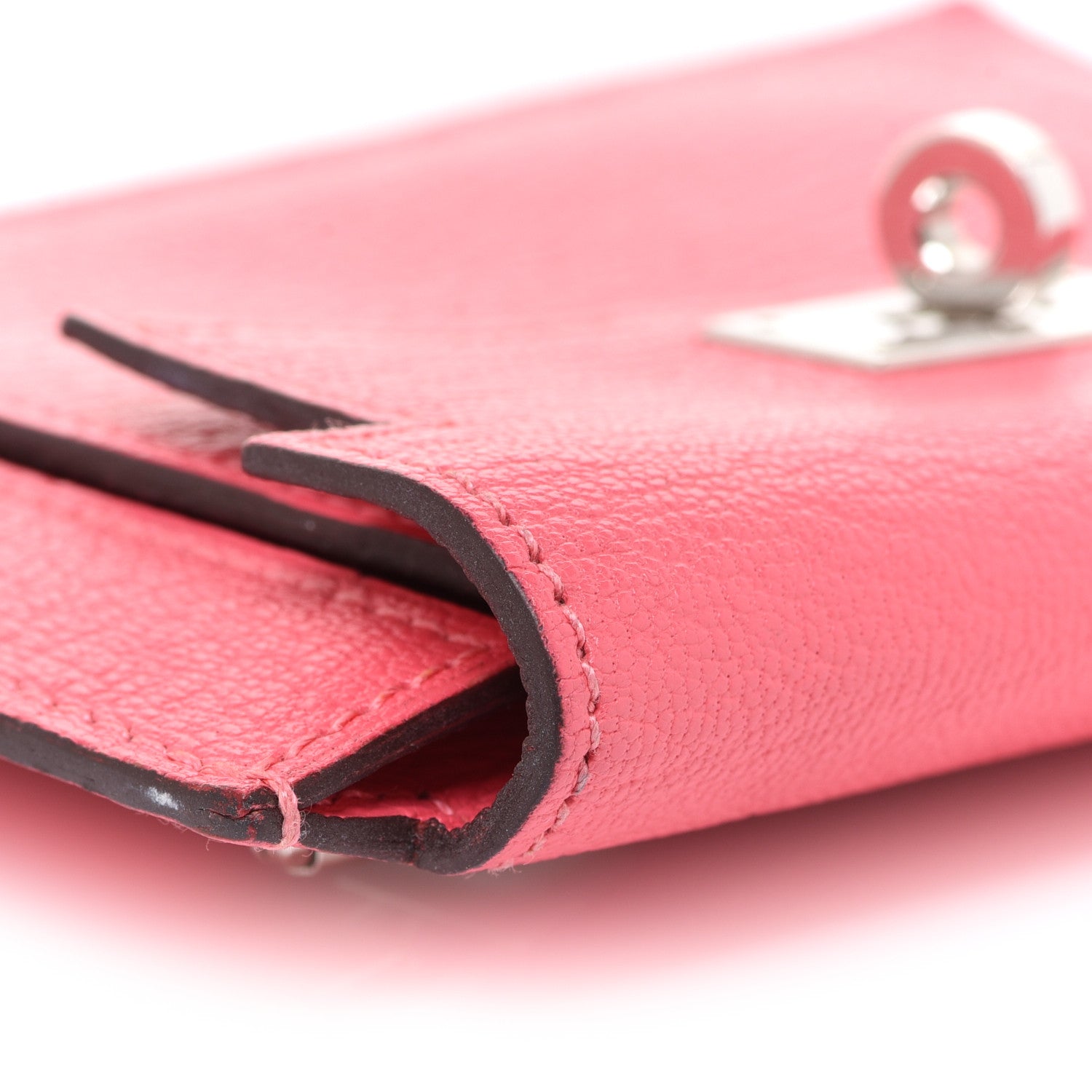 Hermes Chevre Mysore Kelly Pocket Compact Wallet Rose Lipstick 10 of 12