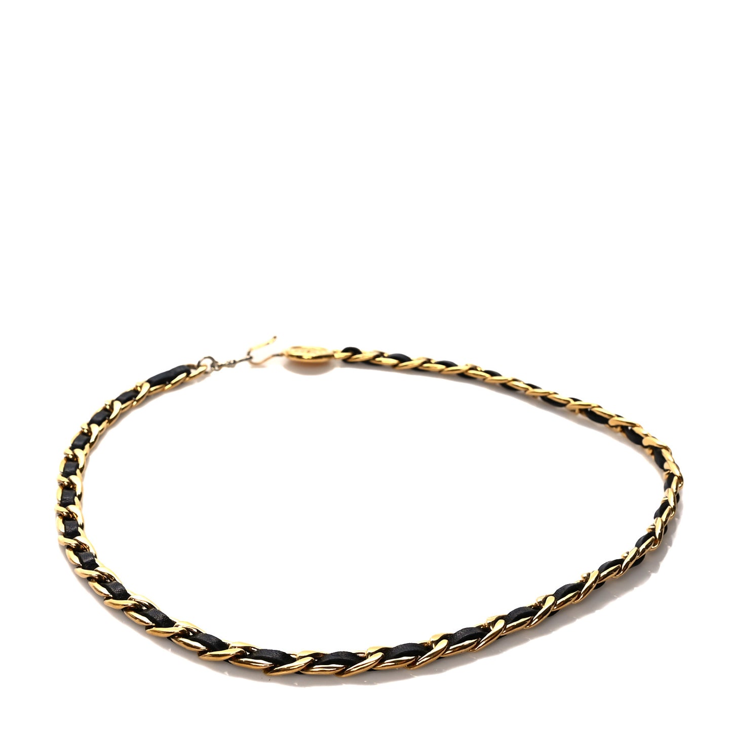 Lambskin Chain CC Medallion Belt Black Gold