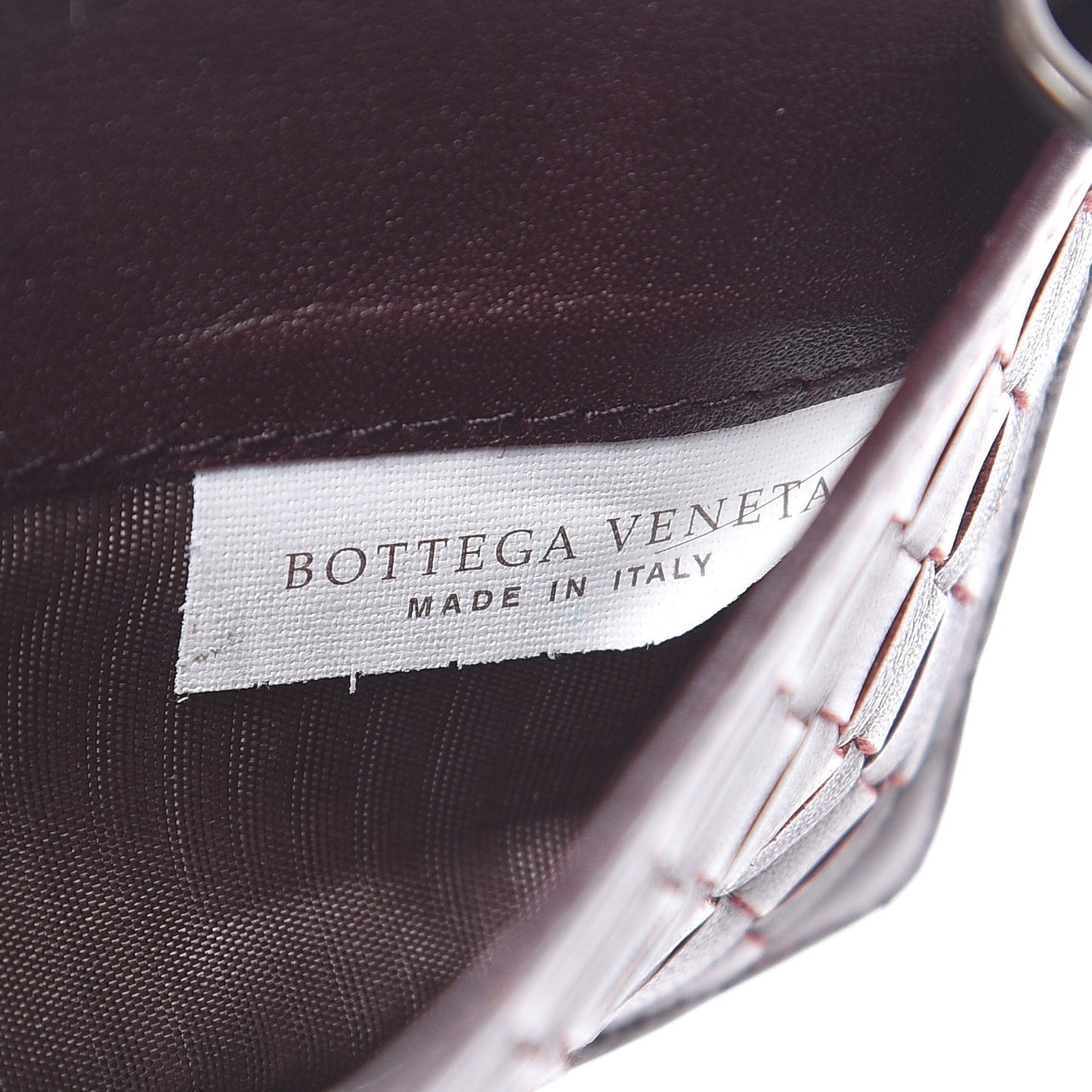Nappa Intrecciato Zip Card Case Dark Barolo China Red