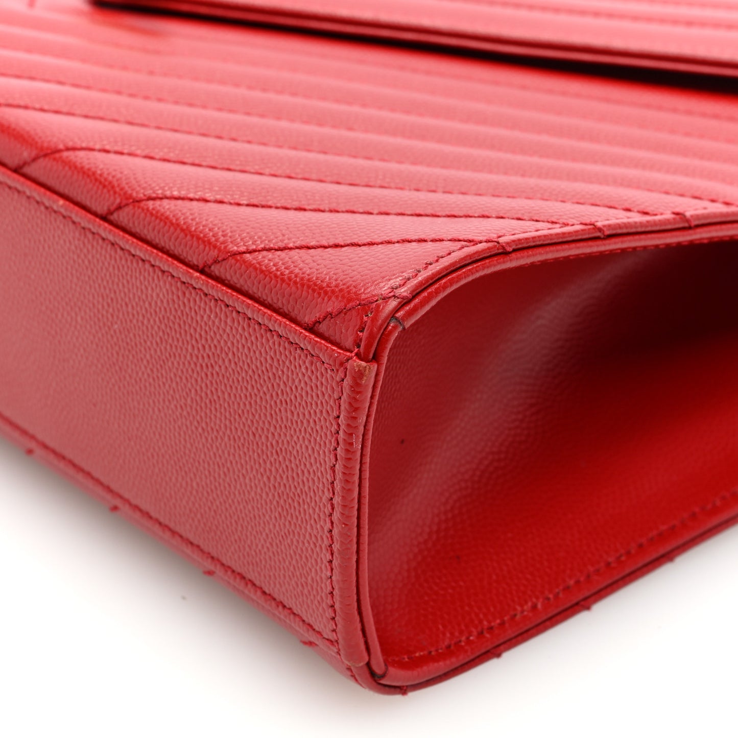 Grain De Poudre Matelasse Chevron Large Monogram Satchel Lipstick Red
