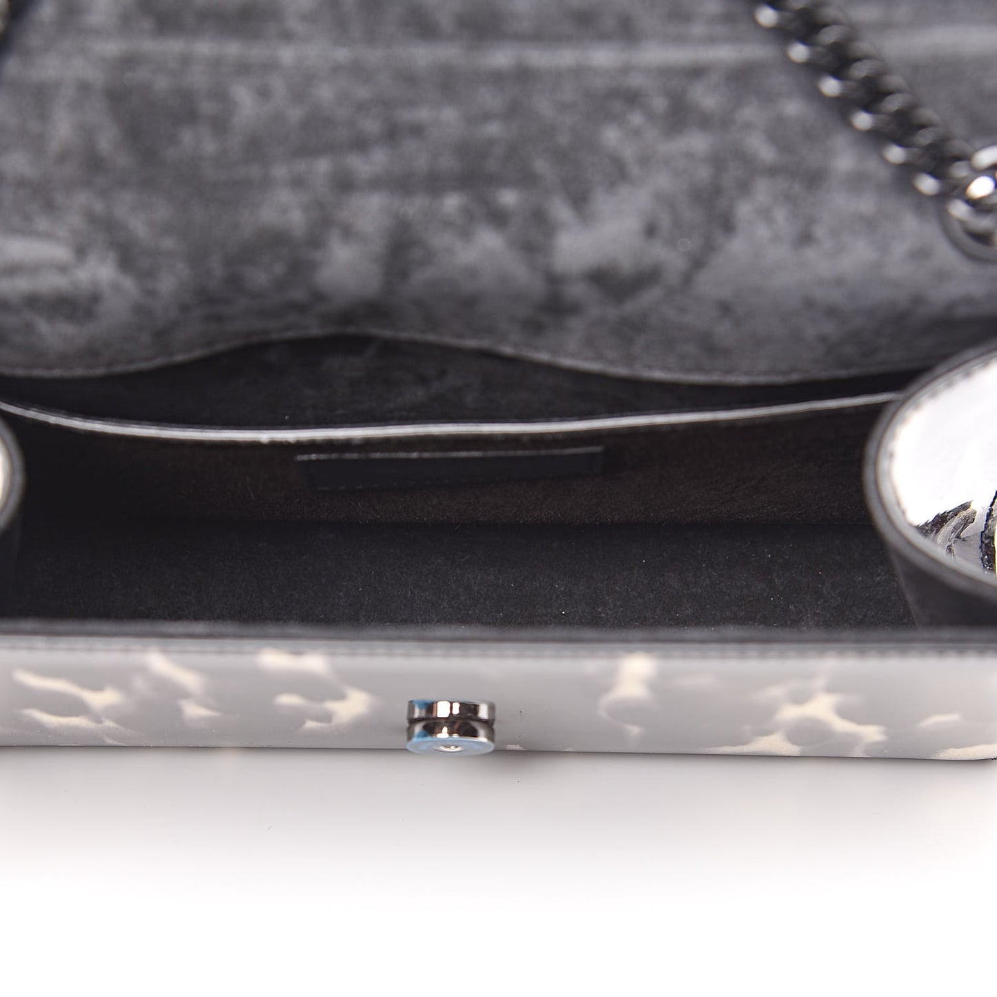 Patent Small Monogram Kate Satchel Black Ivory Gold