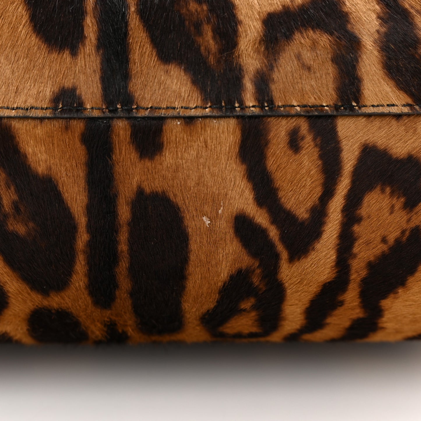 Calf Hair Leopard Print North South Tote Chocolate Brown Black Camel