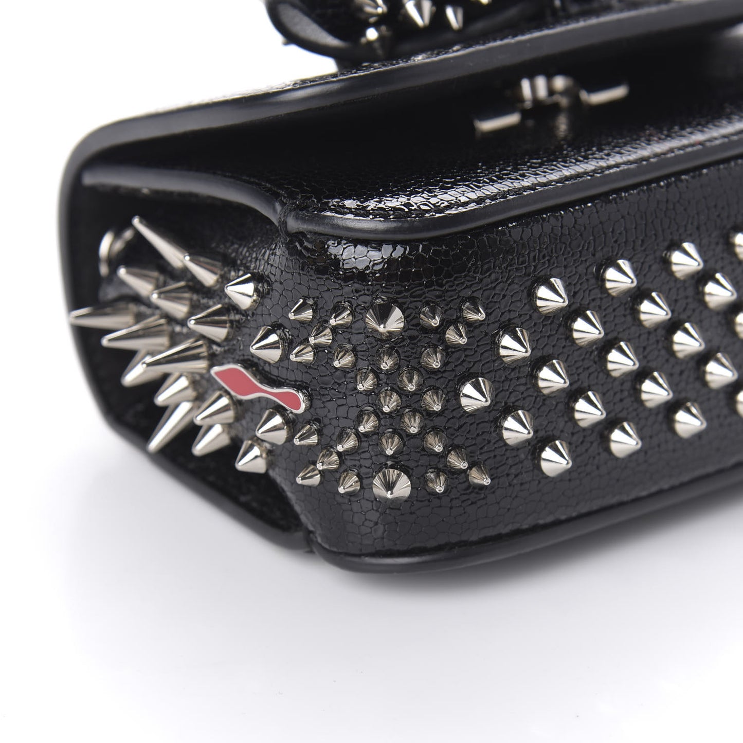 Jurassic Calfskin Spikes Sweety Charity NV Crossbody Bag Black Silver
