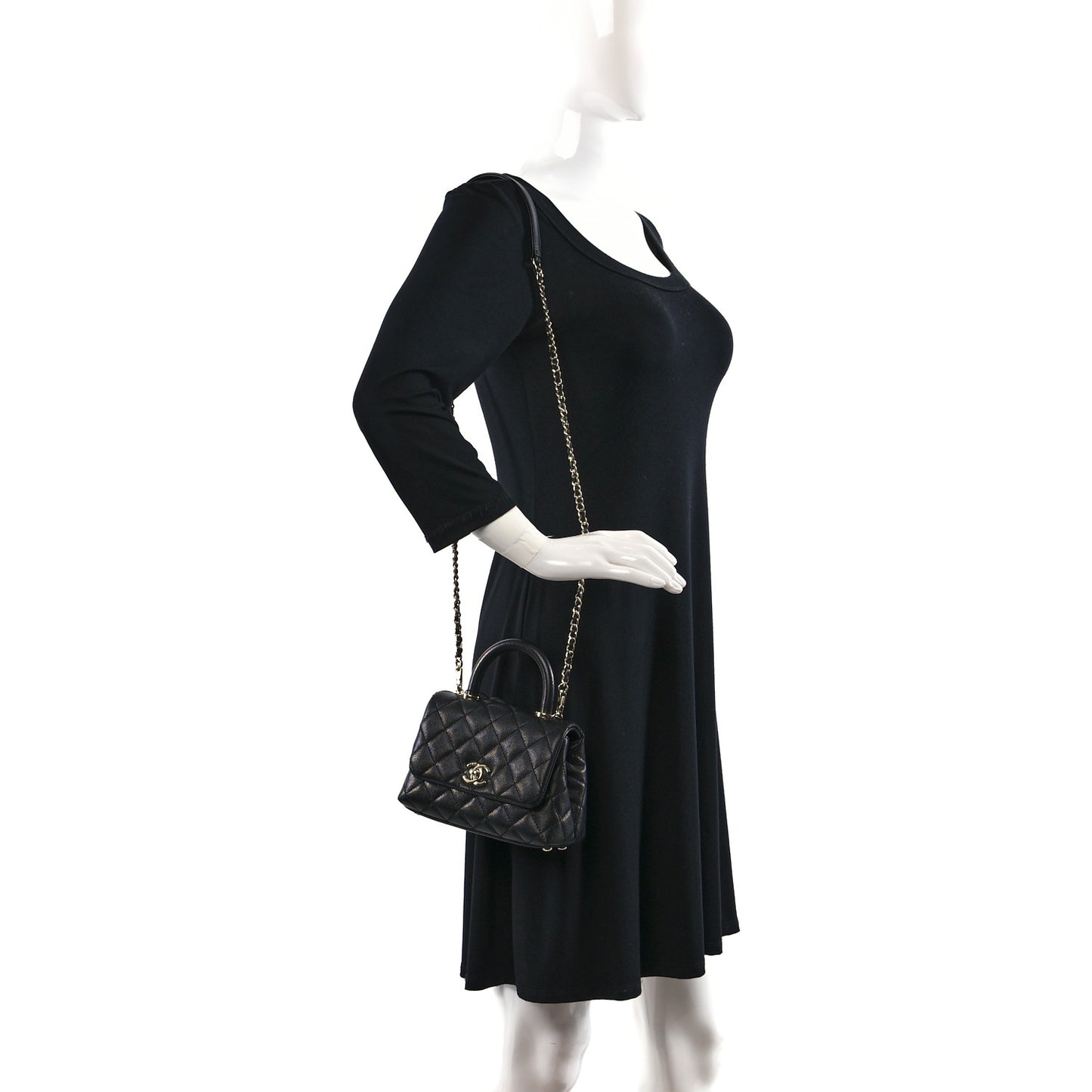 Caviar Quilted Extra Mini Coco Handle Flap Black