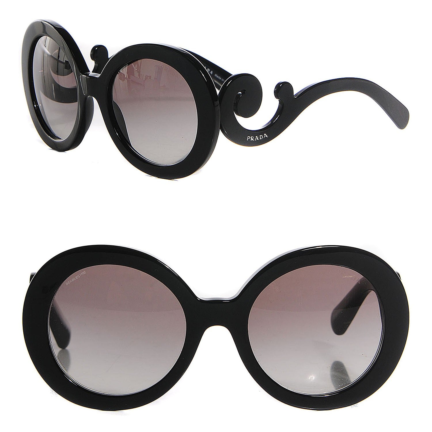 Prada Baroque Sunglasses SPR 27N Black 105708 – FASHIONPHILE