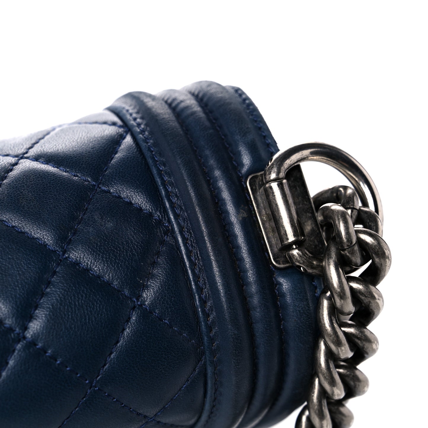Lambskin Quilted Medium Boy Flap Dark Navy