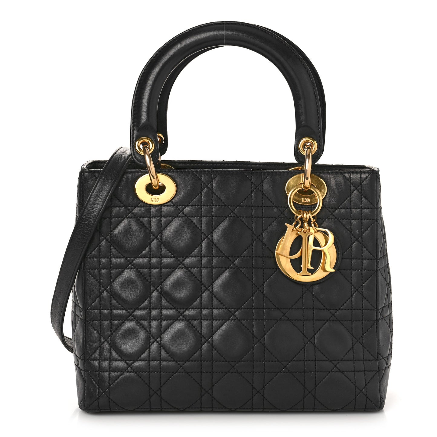 Lambskin Cannage Medium Lady Dior Black