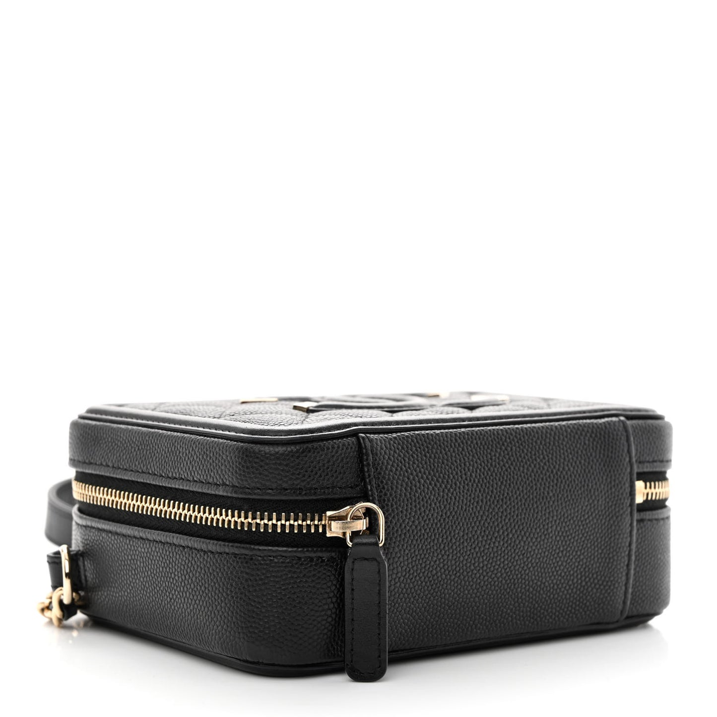 Caviar Quilted CC Filigree Vanity Clutch With Chain Black