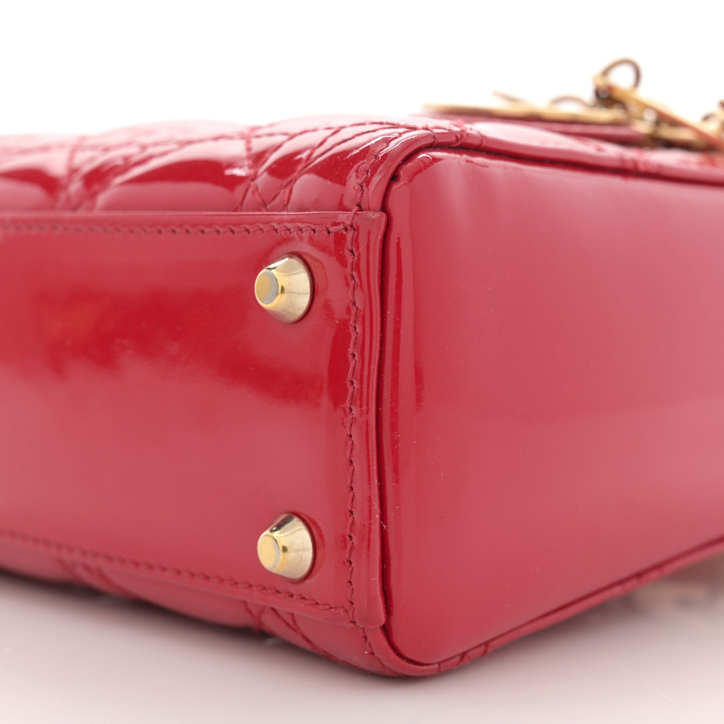 Patent Cannage Mini Lady Dior Red