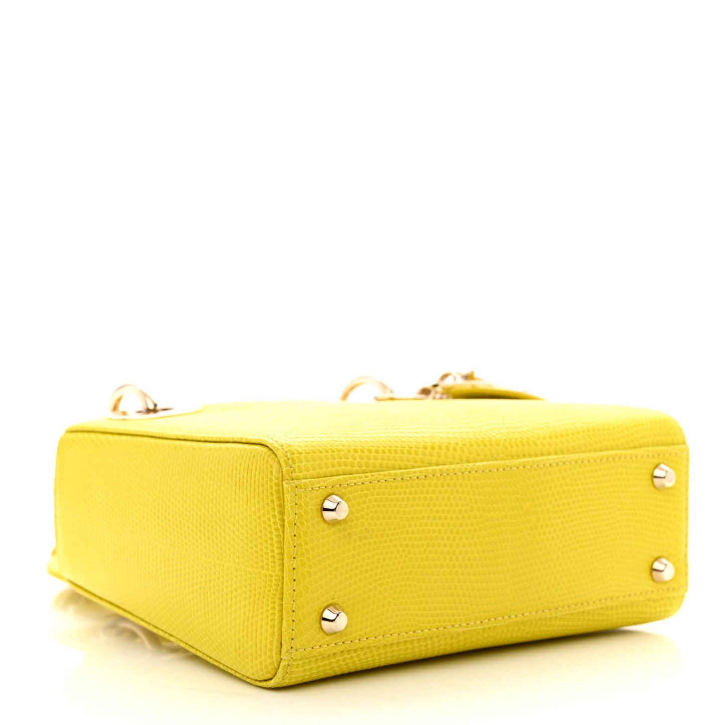 Lizard Mini Lady Dior Yellow