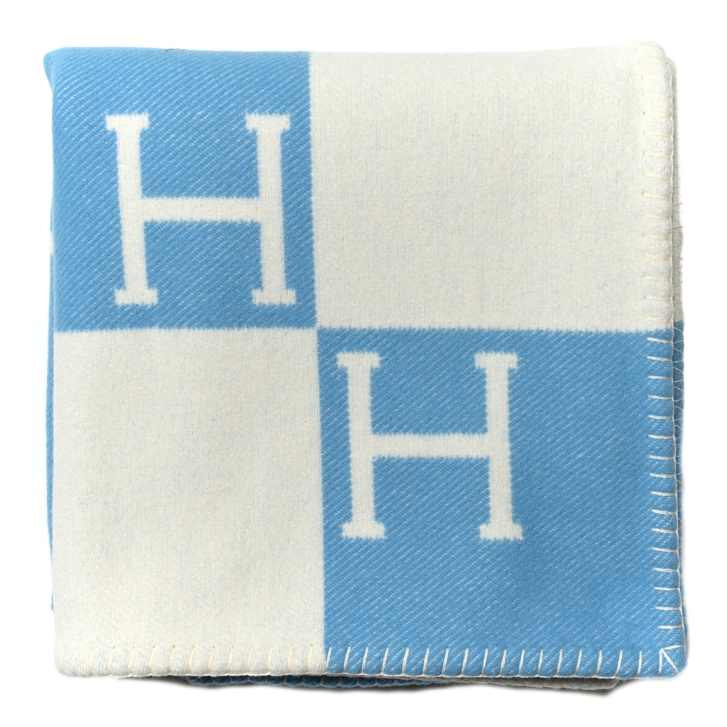 Wool Cashmere Avalon Baby Blanket Bleu Genievre White