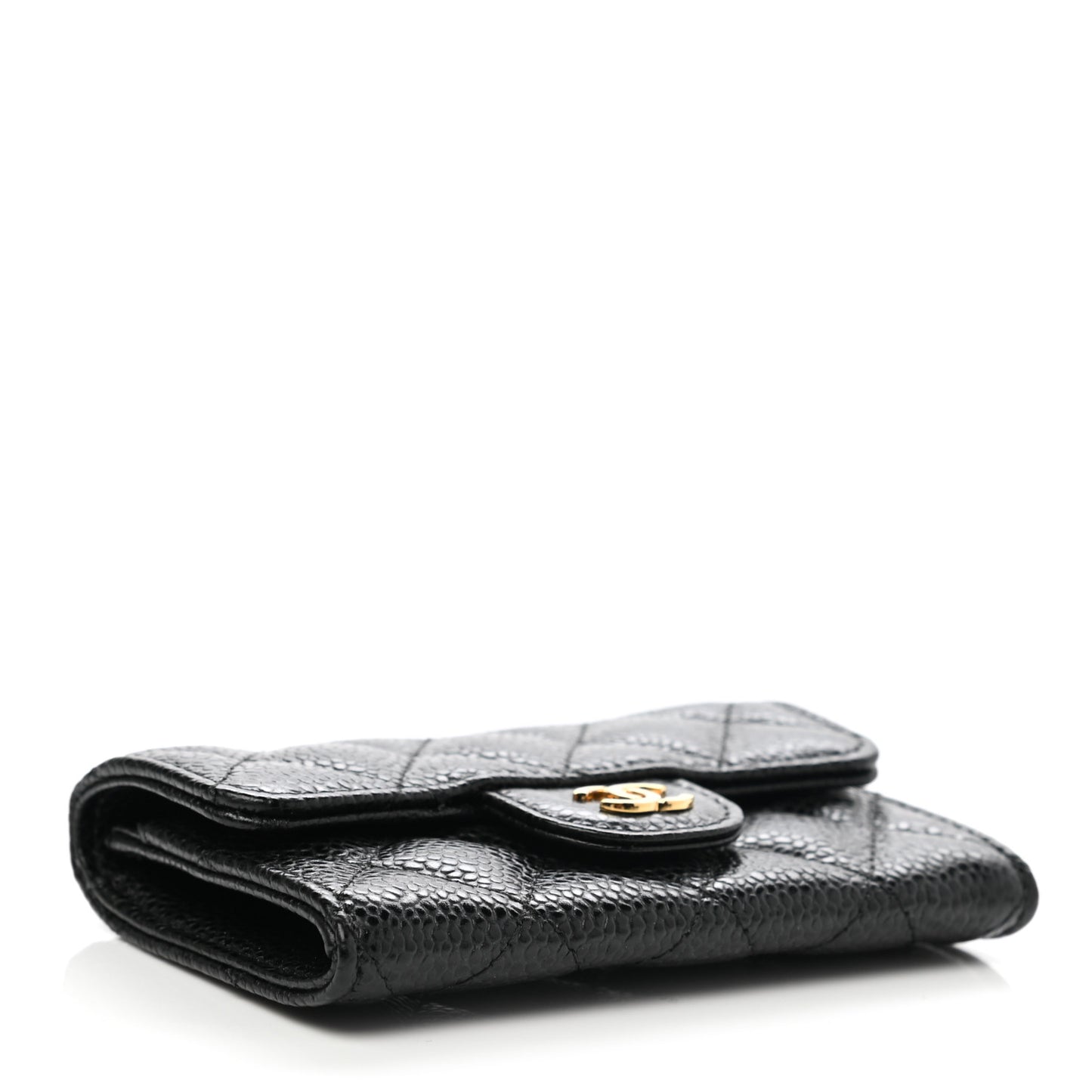 Caviar Quilted Flap Card Holder Black