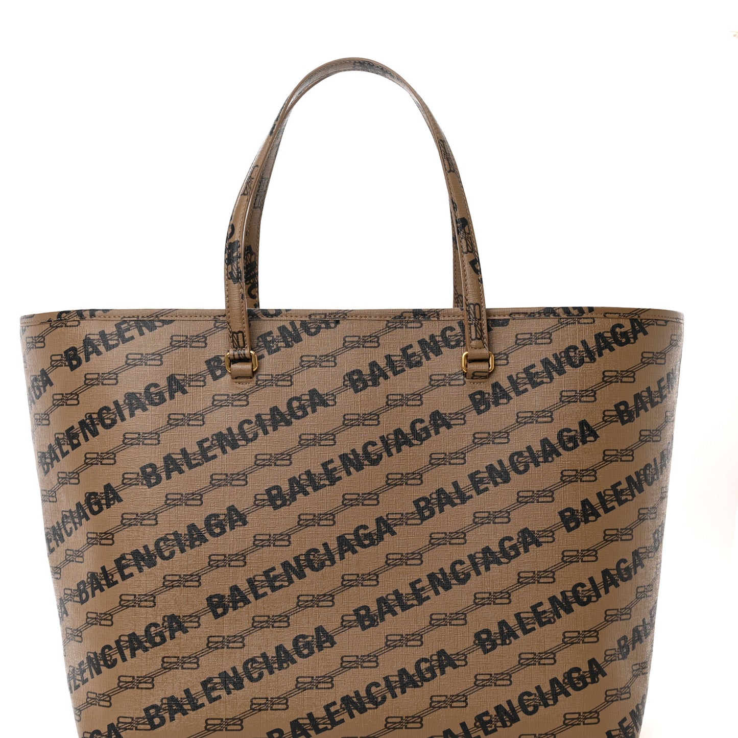 Coated Canvas BB Monogram Allover Logo Signature Tote Beige Brown Black