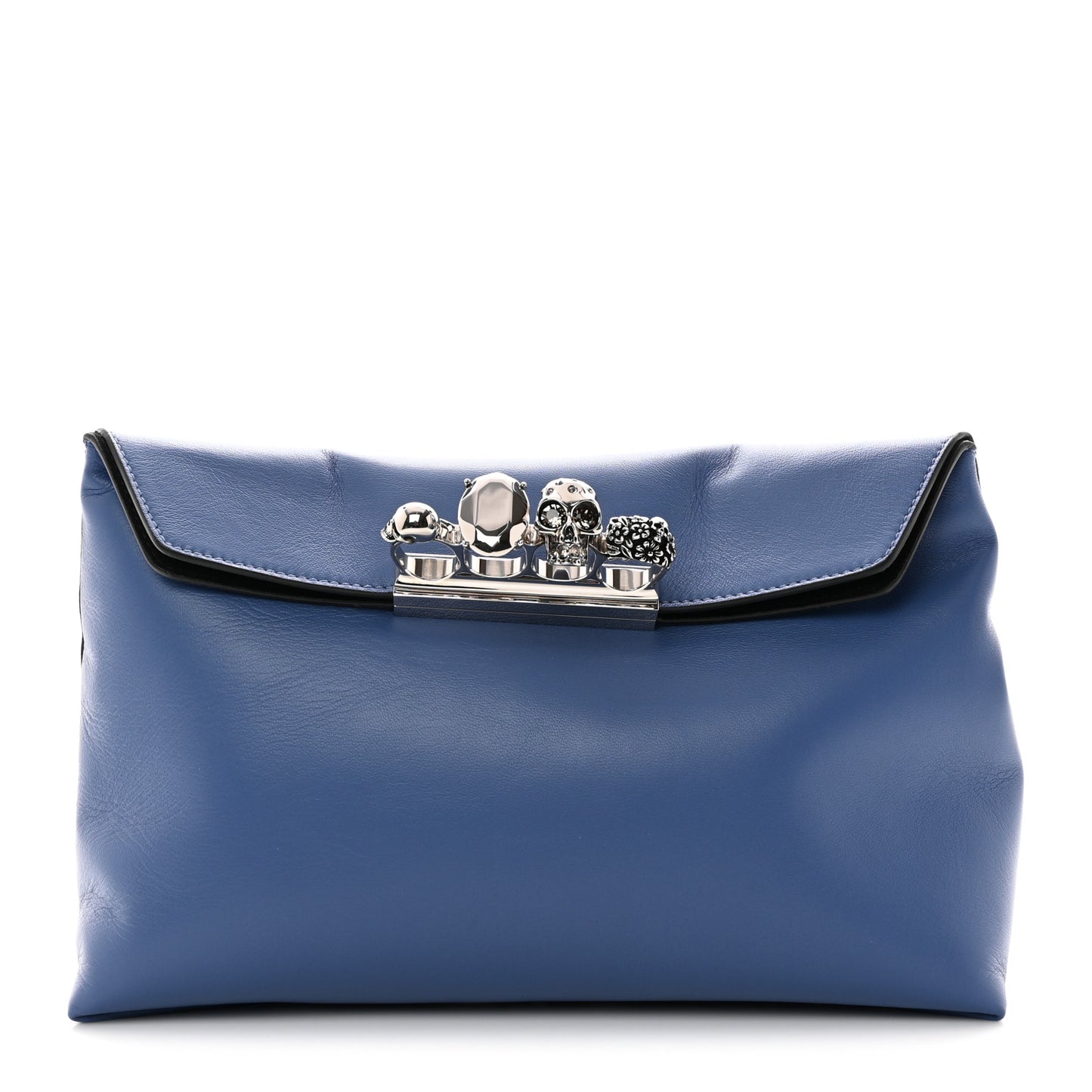 Nappa Skull Four Ring Clutch Blue