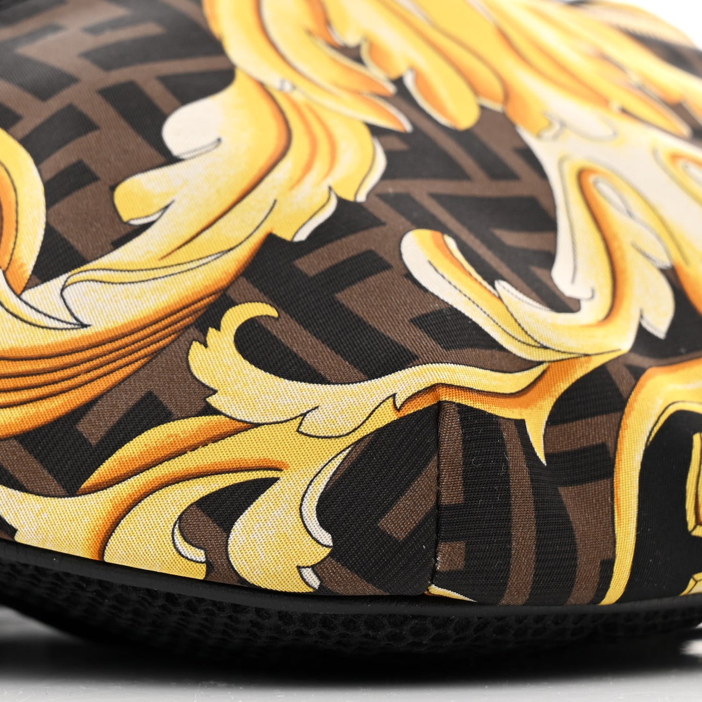 X VERSACE Nylon Cuoio Romano Fendace FF Baroque Belt Bag Black Gold
