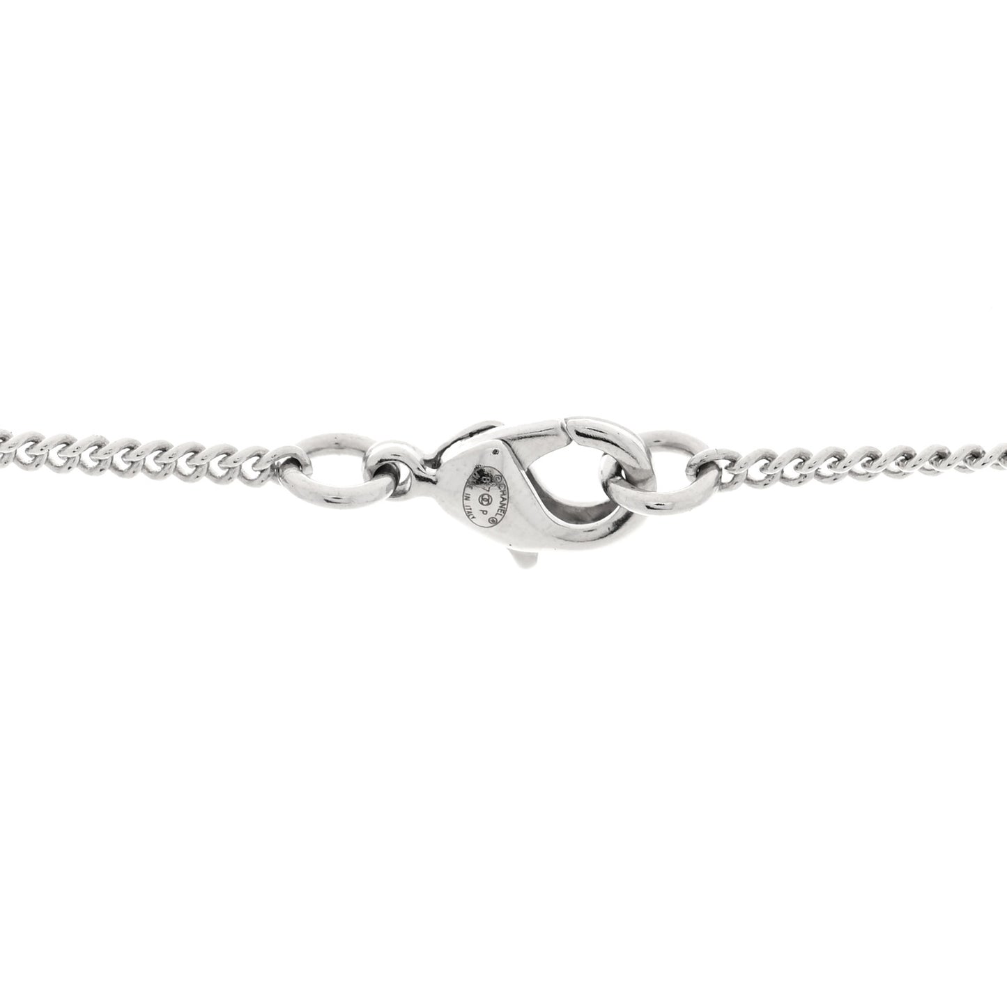 Baguette Crystal Large CC Necklace Silver Black