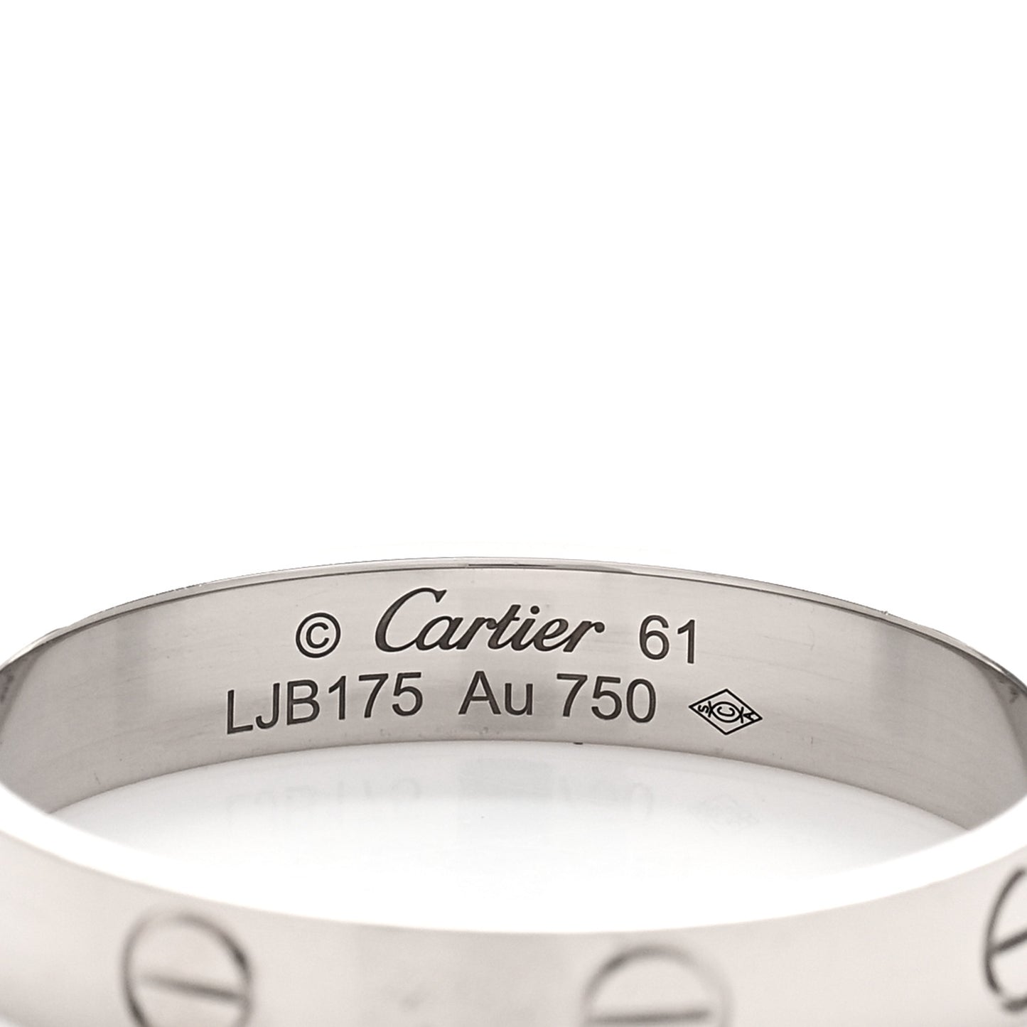 18K White Gold 3.5mm LOVE Wedding Band Ring 61 9.5