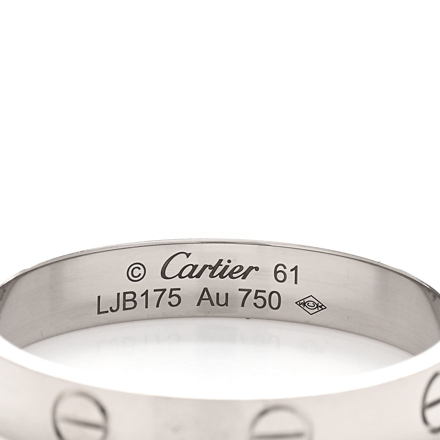 Cartier 18K White Gold 3.5mm LOVE Wedding Band Ring 61 9.5 4 of 5