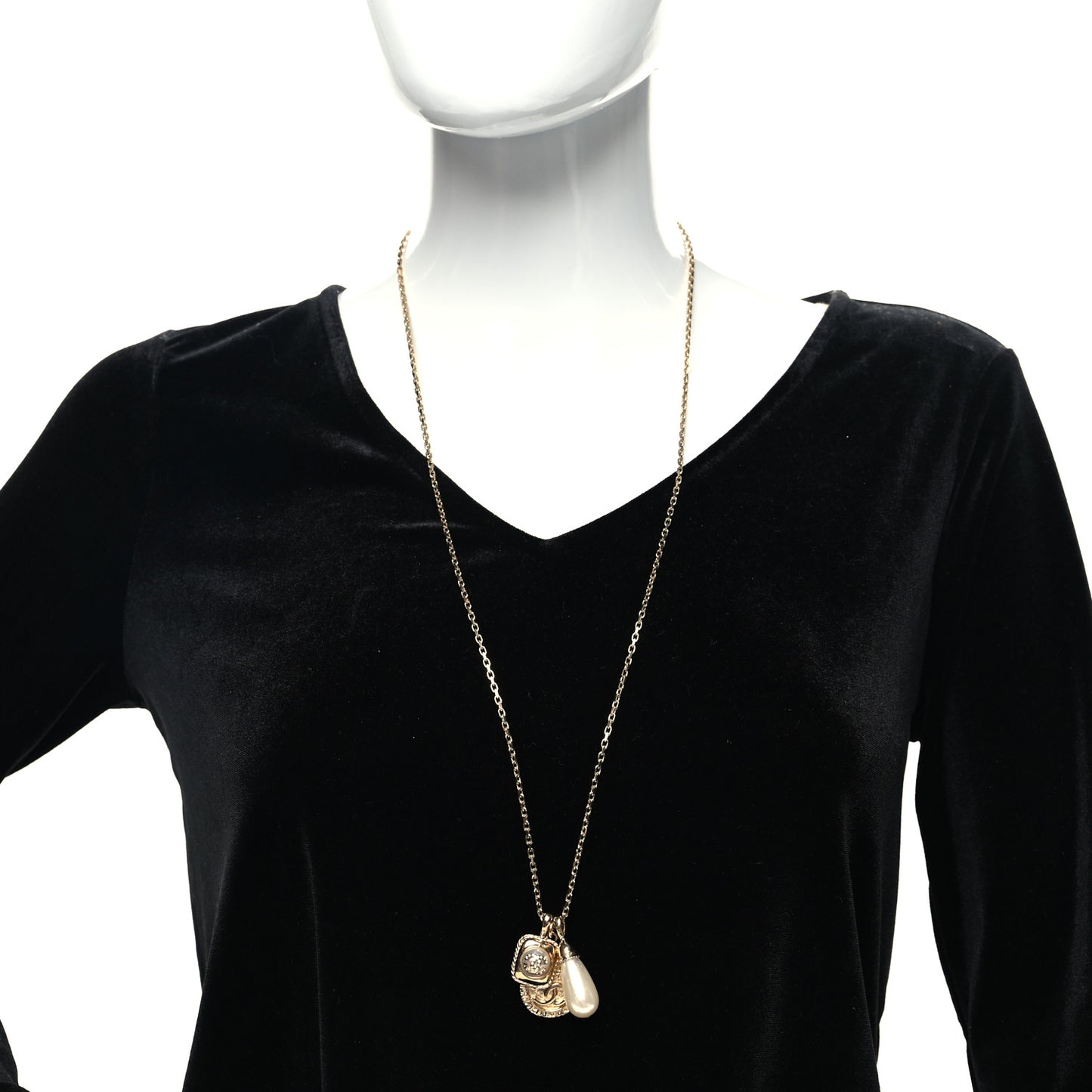 Crystal Pearl Necklace Gold