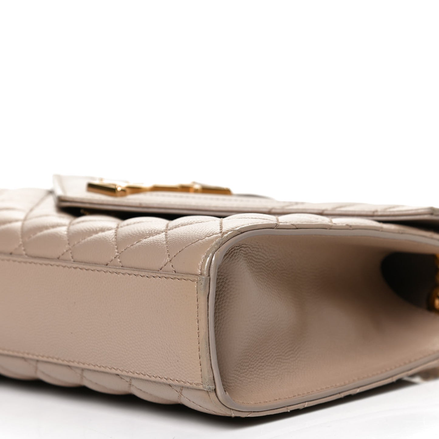 Grain De Poudre Textured Mixed Matelasse Medium Triquilt Monogram Satchel Dark Beige